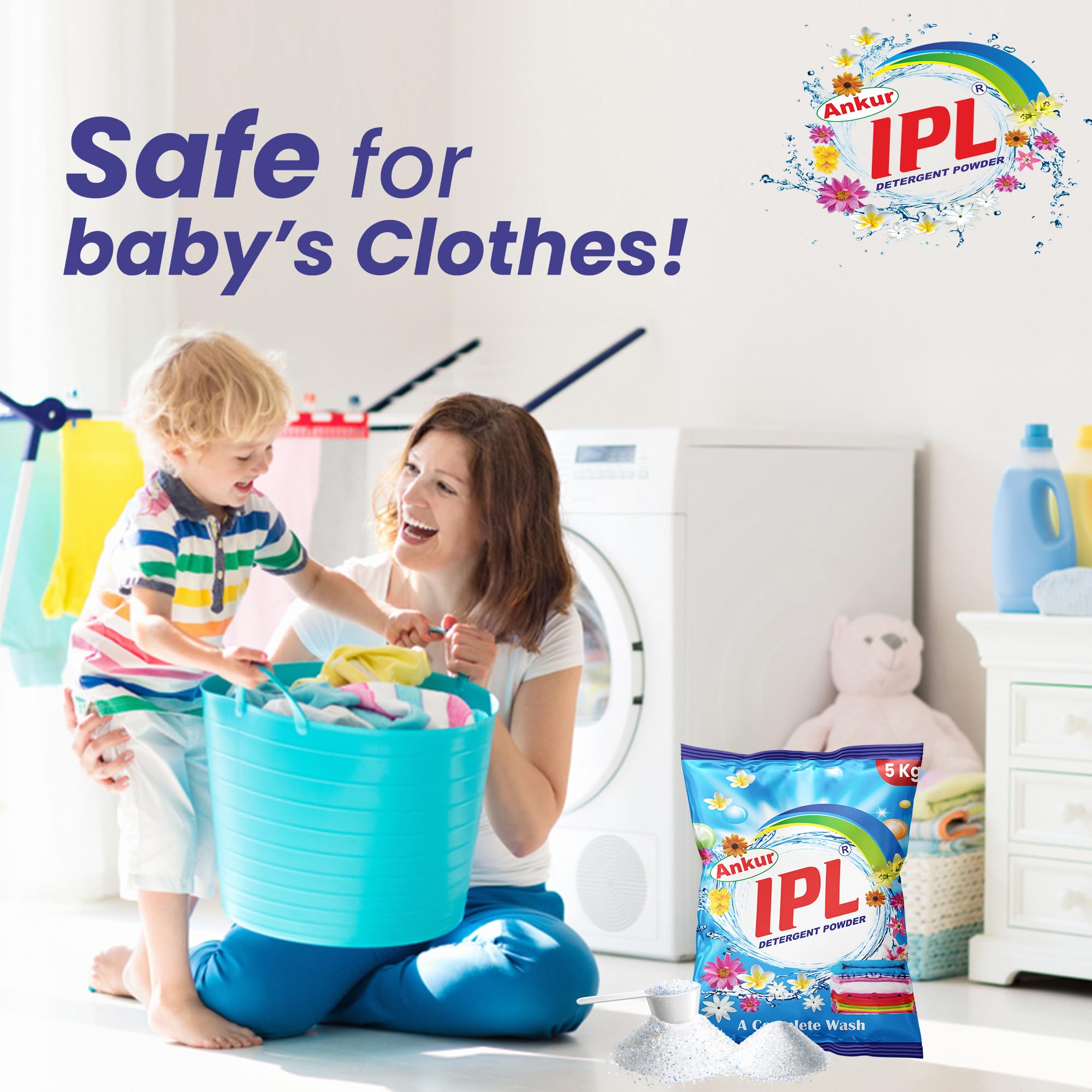 Ankur IPL Detergent Powder 5kg - Lemon & Bleach Laundry Detergent for Tough Stain Removal | Fast Dissolving, Works in All Washing Machines & Hand Wash | Perfect for Everyday Laundry, Baby Clothes & Heavy-Duty Cleaning