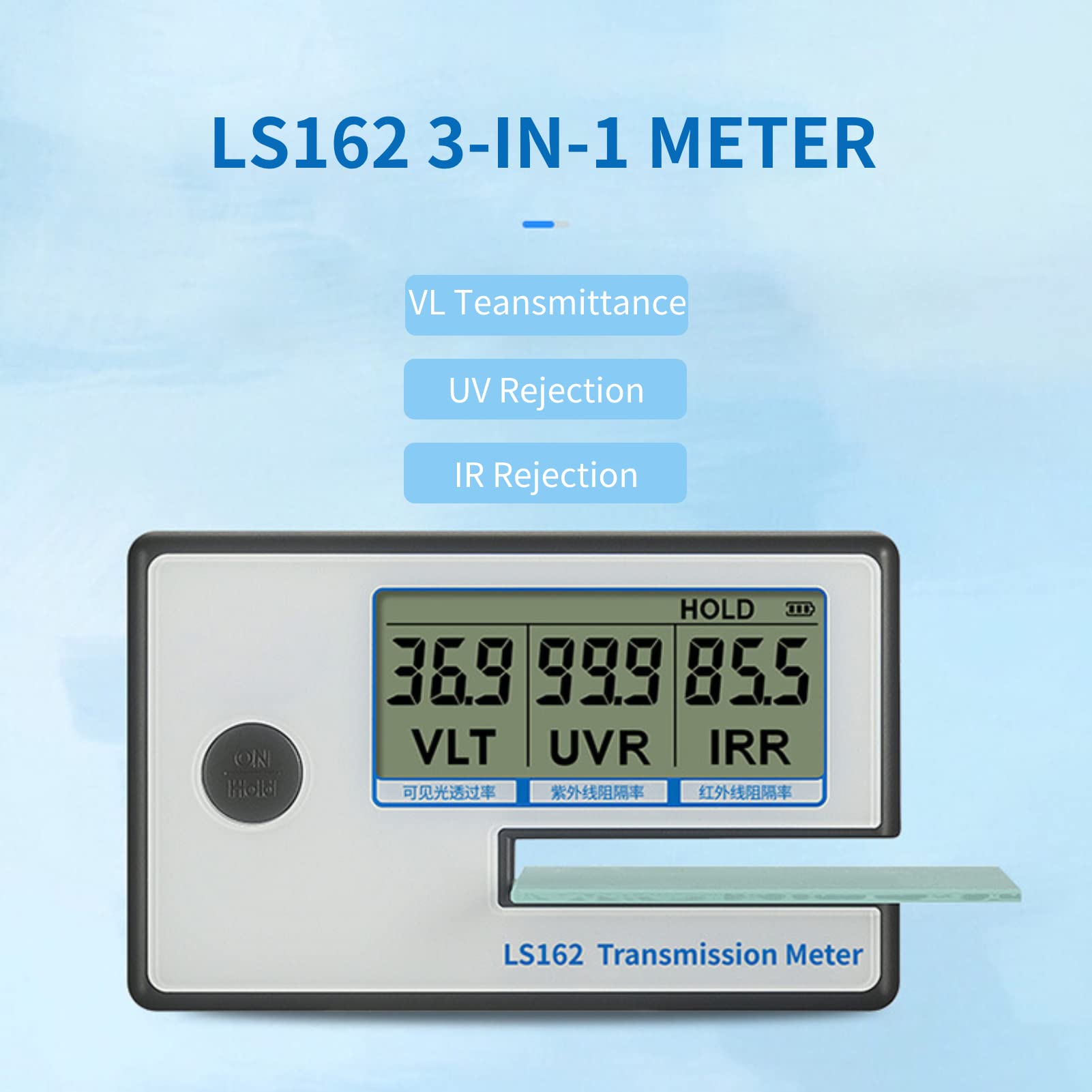 Professional LS162 Solar Film Window Tint Meter - Digital IR VL Tester for Measuring Car Window Film, Tinted Glass & Windshield Shades | Perfect for Auto Shops, DIY Car Tinting & Home Window Film Installation
