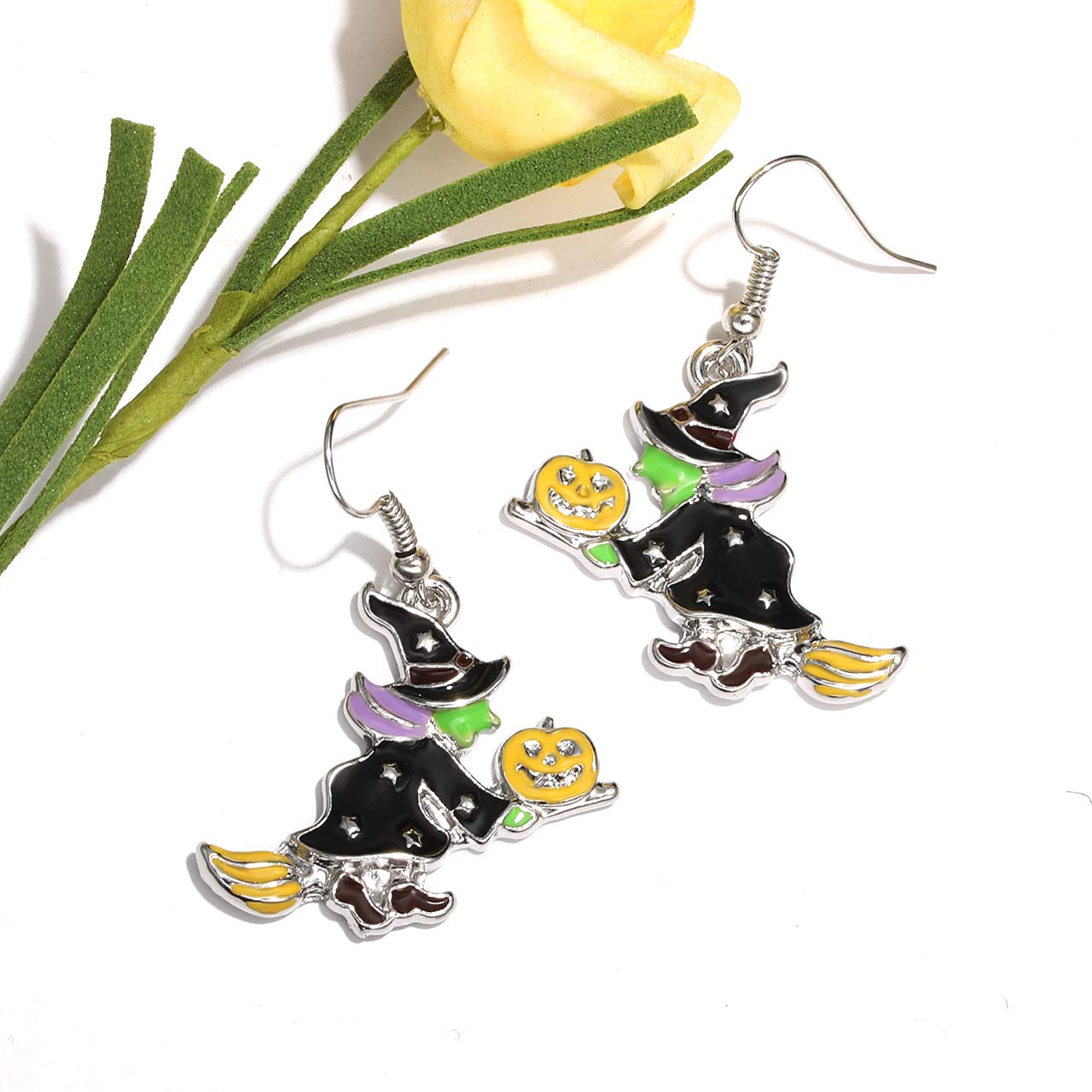 YAHPERN Halloween Drop Dangle Earrings Set - Pumpkin, Ghost, Spider, Boo, Bat & Cat Hook Earrings for Women | Spooky Party Accessories for Halloween Costume & Cosplay