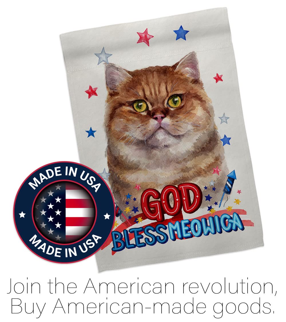 British Short Hair Cat Garden Flag Set - Double-Sided Patriotic Pet Decor for Yard & Home