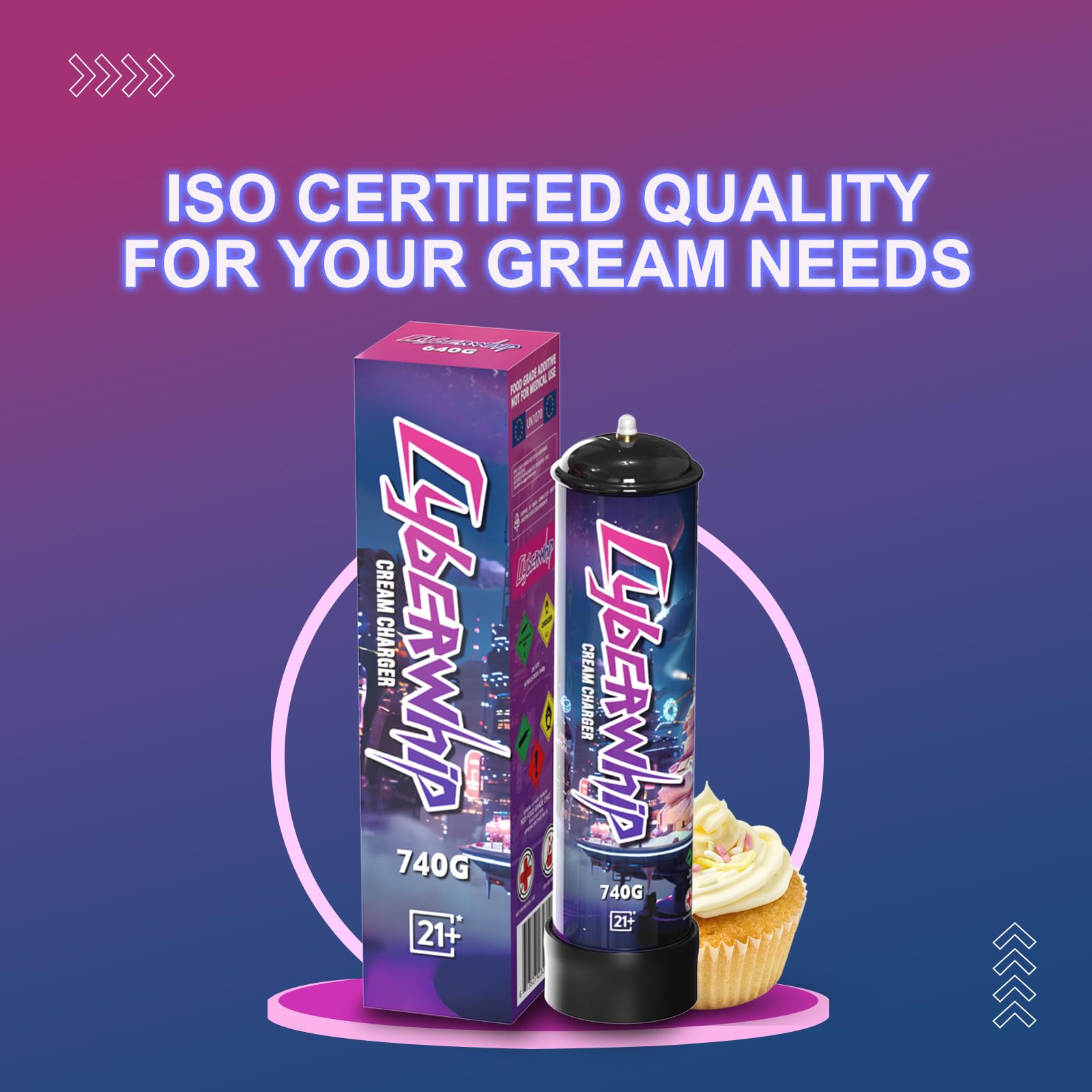 Premium 1.1L Nitrous Oxide (N2O) Whipped Cream Charger - 740g Food Grade Canister for Professional Desserts & Coffee Shops - Perfect for Making Fluffy Whipped Cream, Dessert Toppings & Barista Creations