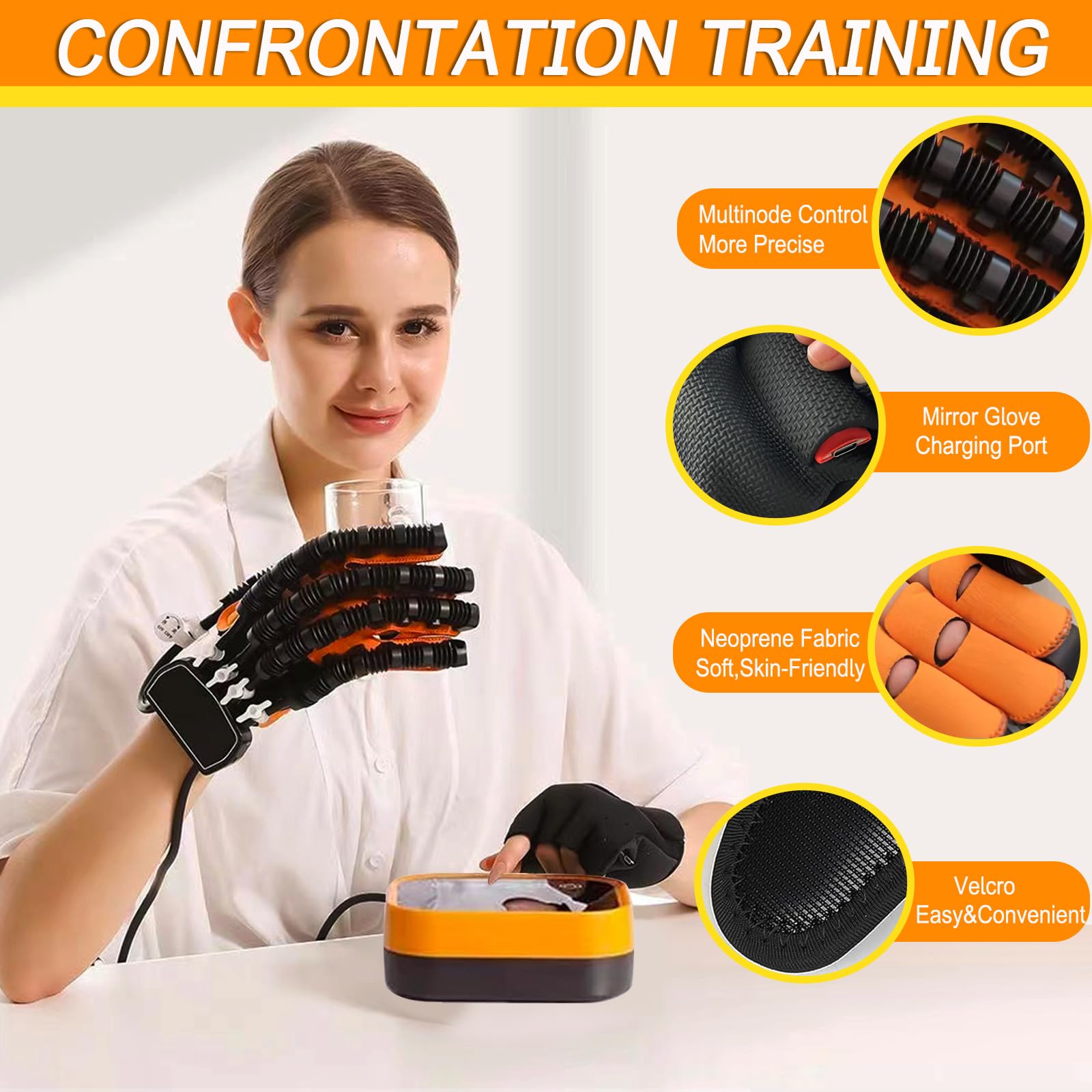 Upgraded Rehabilitation Robot Gloves for Stroke Recovery & Hand Therapy - USB Rechargeable Automatic Hand Trainer Gloves - Ideal for Post-Stroke Rehabilitation & Physical Therapy at Home