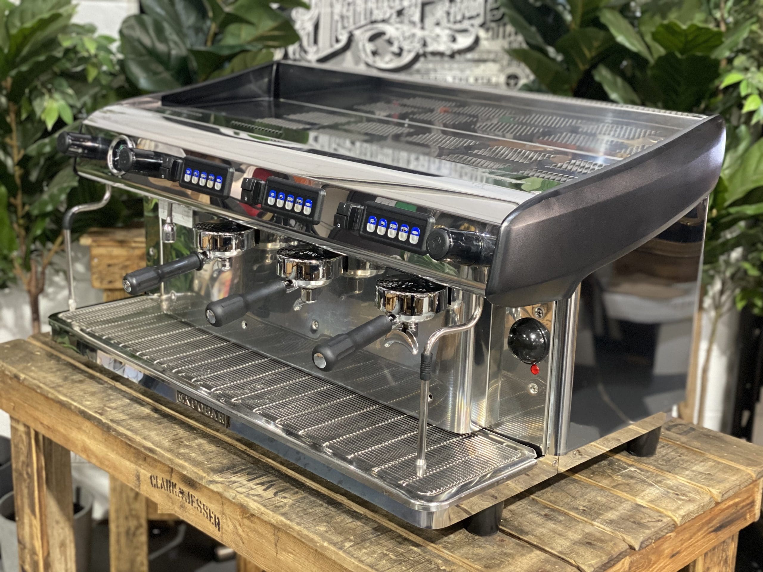 Expobar MegaCrem High Cup 3 Group Commercial Espresso Machine - Stainless Steel & Black - Professional Coffee Shop & Restaurant Equipment for Baristas