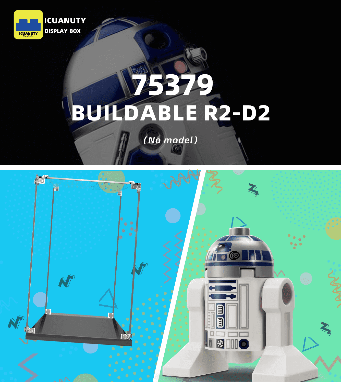 LEGO Buildable R2-D2 75379 Display Case - Clear Acrylic Showcase for Star Wars Collectibles - Perfect for Home Decor, Office Display & Gift Giving