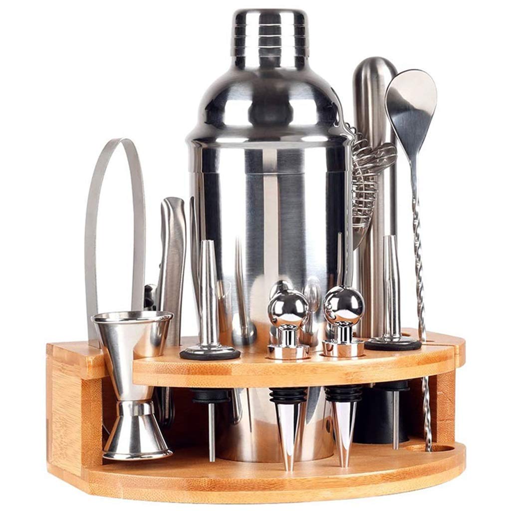 Professional 12-Piece Stainless Steel Bartender Kit with Stand - Cocktail Shaker Set, Martini Mixer, Jigger & Strainer - Perfect for Home Bars, Parties & Mixology Enthusiasts