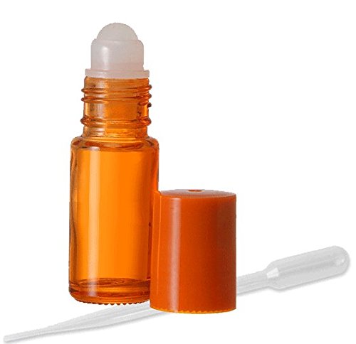 Refillable 1 Dram Glass Roll-On Essential Oil Bottles - Bulk Pack of 4 (Orange Color) - Perfect for Aromatherapy, DIY Blends & Travel-Sized Skincare