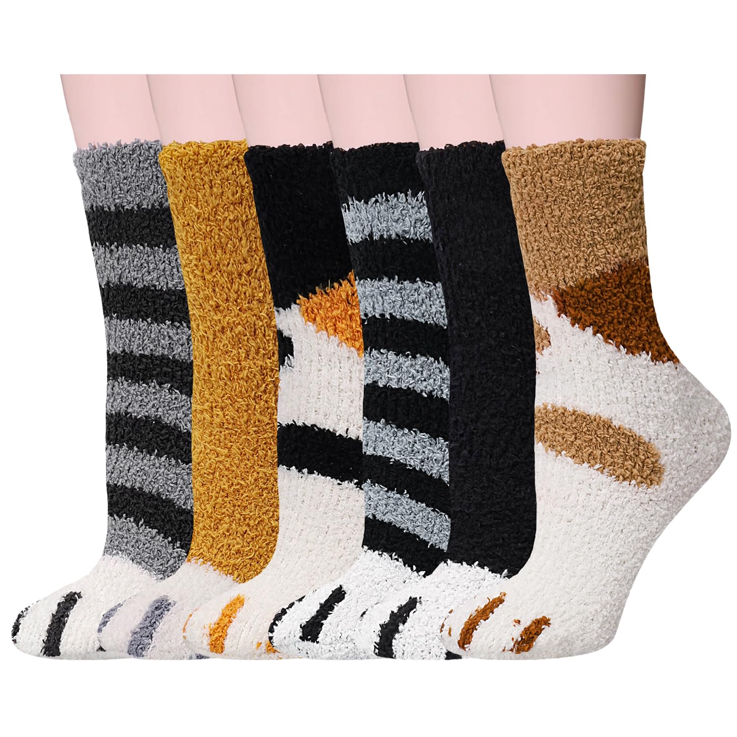 AGRIMONY Women's Fluffy Animal Slipper Socks - Warm Fuzzy Thermal Winter Socks for Women & Girls - Cozy Home, Lounge & Bedroom Wear for Cold Weather