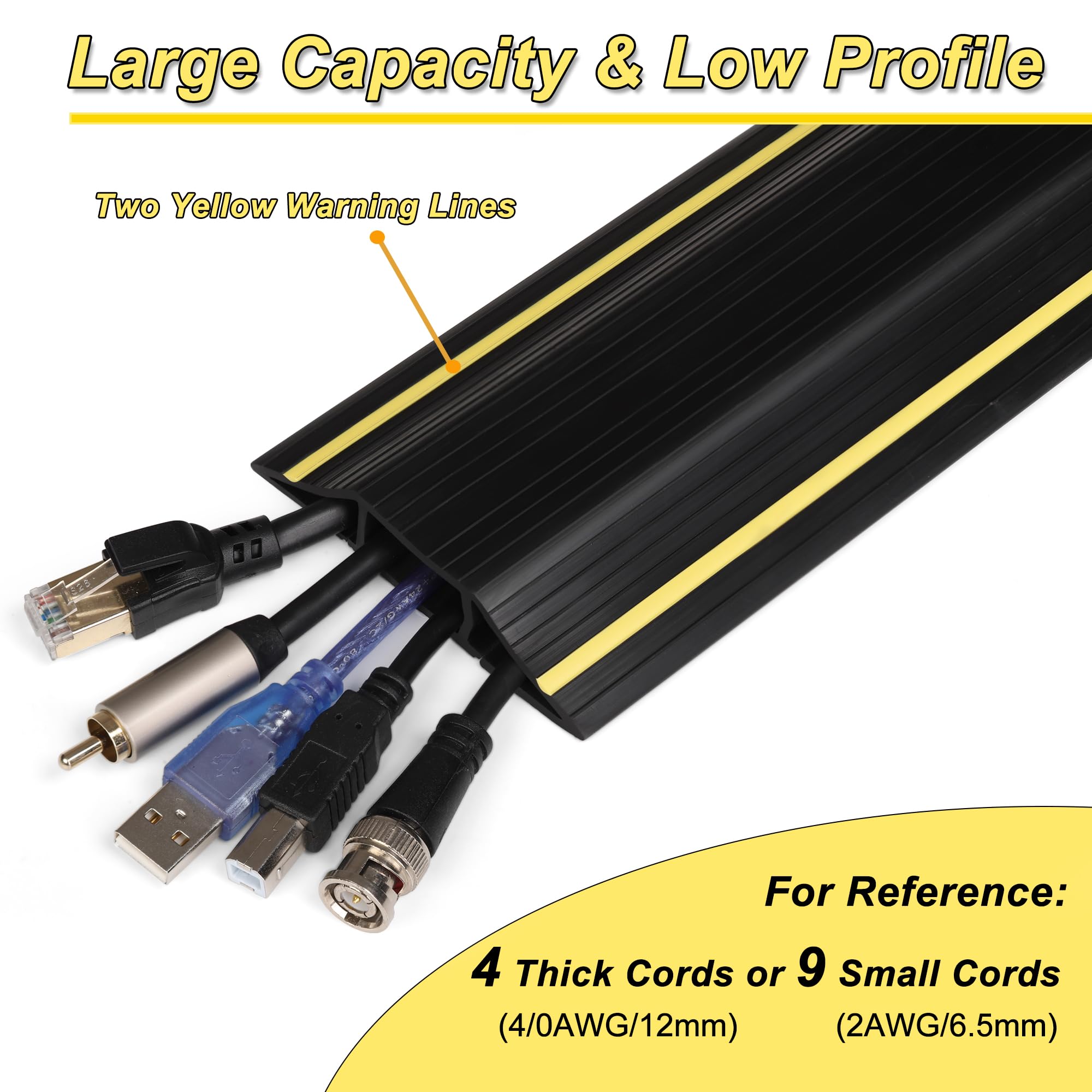 ZhiYo 4ft Floor Cord Cover - Large Capacity Cable Protector for Home & Office - Wire Hider to Prevent Tripping Hazards - Ideal for Living Room, Bedroom, and Workspace Safety