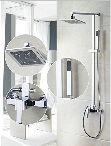 GOWE Wall Mounted Bath Shower Mixer Tap with Hand Shower & Rainfall Shower Head - Modern Bathroom Faucet for Spa-Like Experience