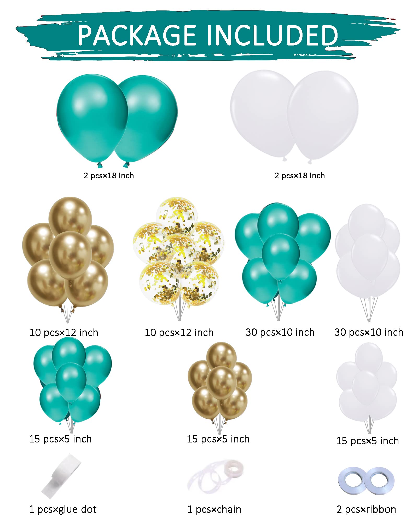 131pcs Teal & Gold Balloon Garland Kit - Elegant Birthday Party Decorations for Women, Bridal Showers & Weddings | Perfect for Indoor/Outdoor Celebrations & Photo Backdrops