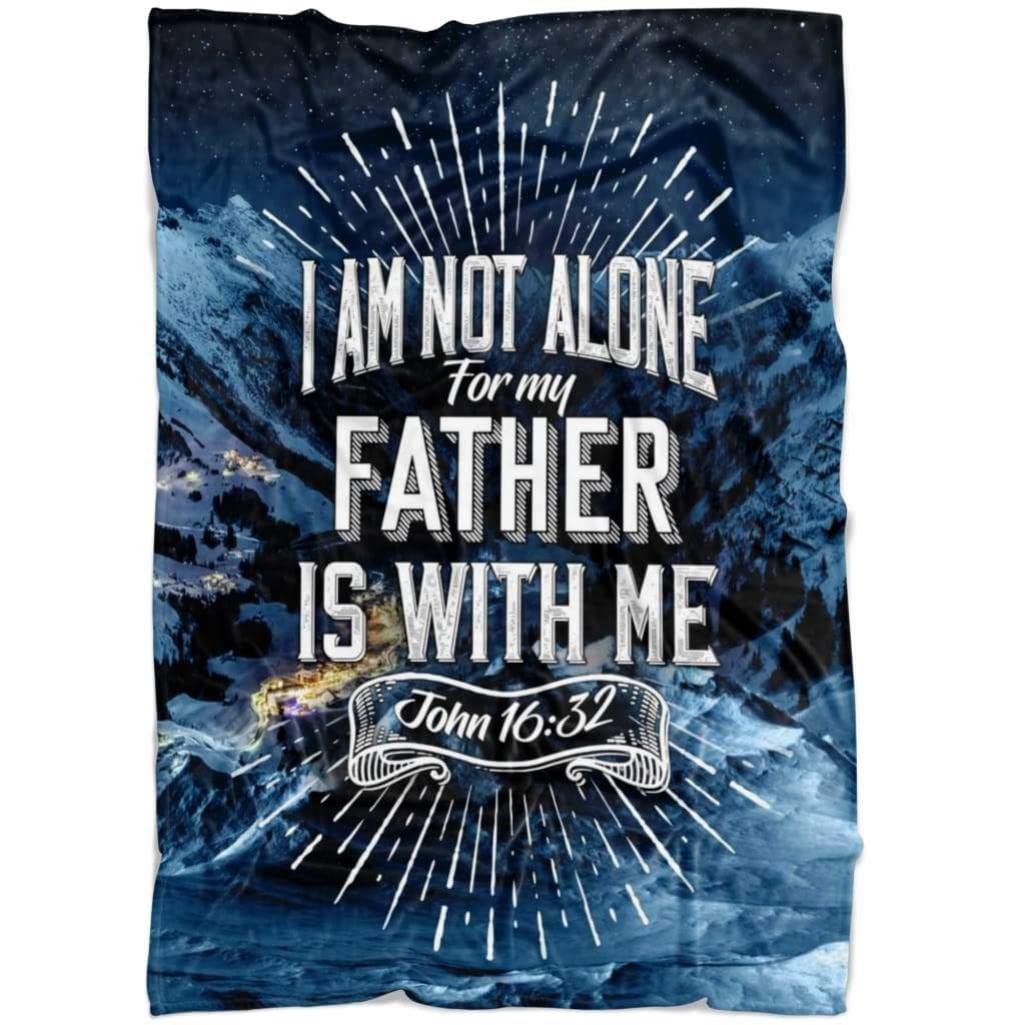 John 16:32 'I Am Not Alone' Christian Prayer Blanket - Bible Verse Fleece Blanket for Worship, Bible Study & Comfort - Religious Gift for Catholics, Jesus Lovers & Spiritual Seekers - Cozy Lion Design Faith Throw