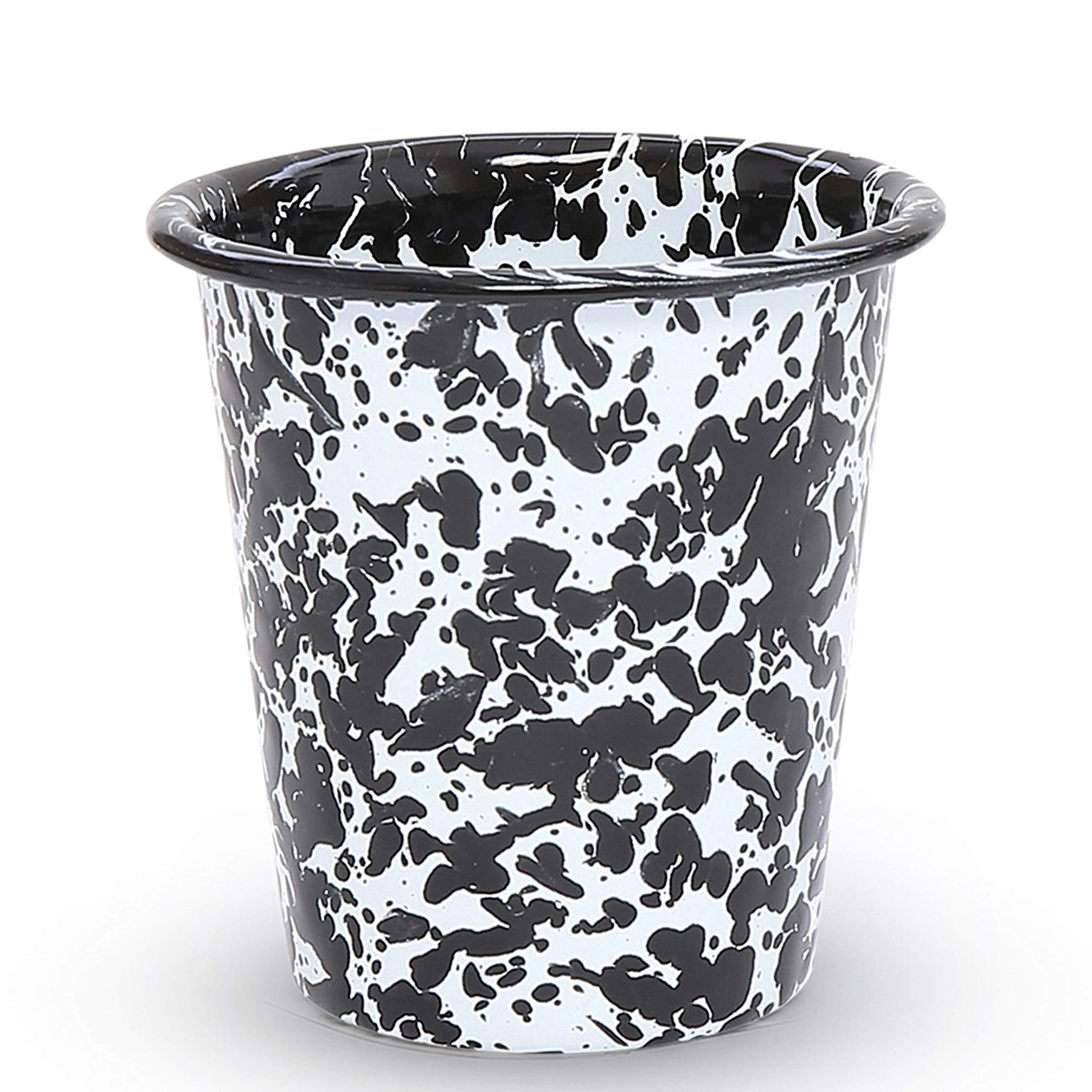 Crow Canyon Home Enamelware Tumbler Set of 4 - 10oz Black & White Splatter Design - Durable Camping, Picnic & Outdoor Drinkware for Coffee, Tea & Cold Beverages