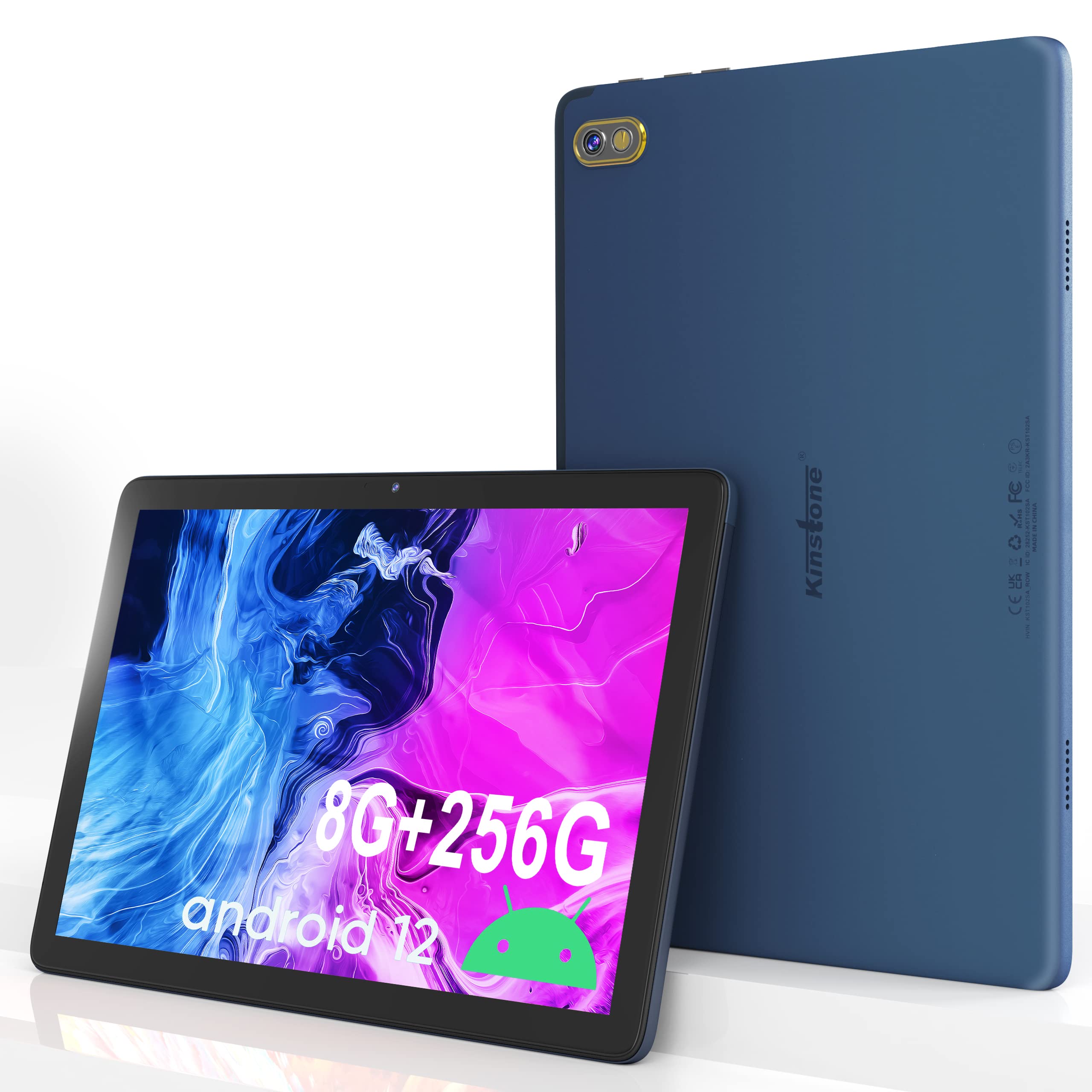 Kinstone 10.1 Inch Android Tablet - 8GB RAM 256GB ROM (1TB Expandable) | Octa-Core 2.0Ghz MTK 8183 | 6000mAh Battery | WiFi Bluetooth 5.0 | IPS HD Touch Screen | Android 12 | Blue - Perfect for Gaming, Streaming & Productivity