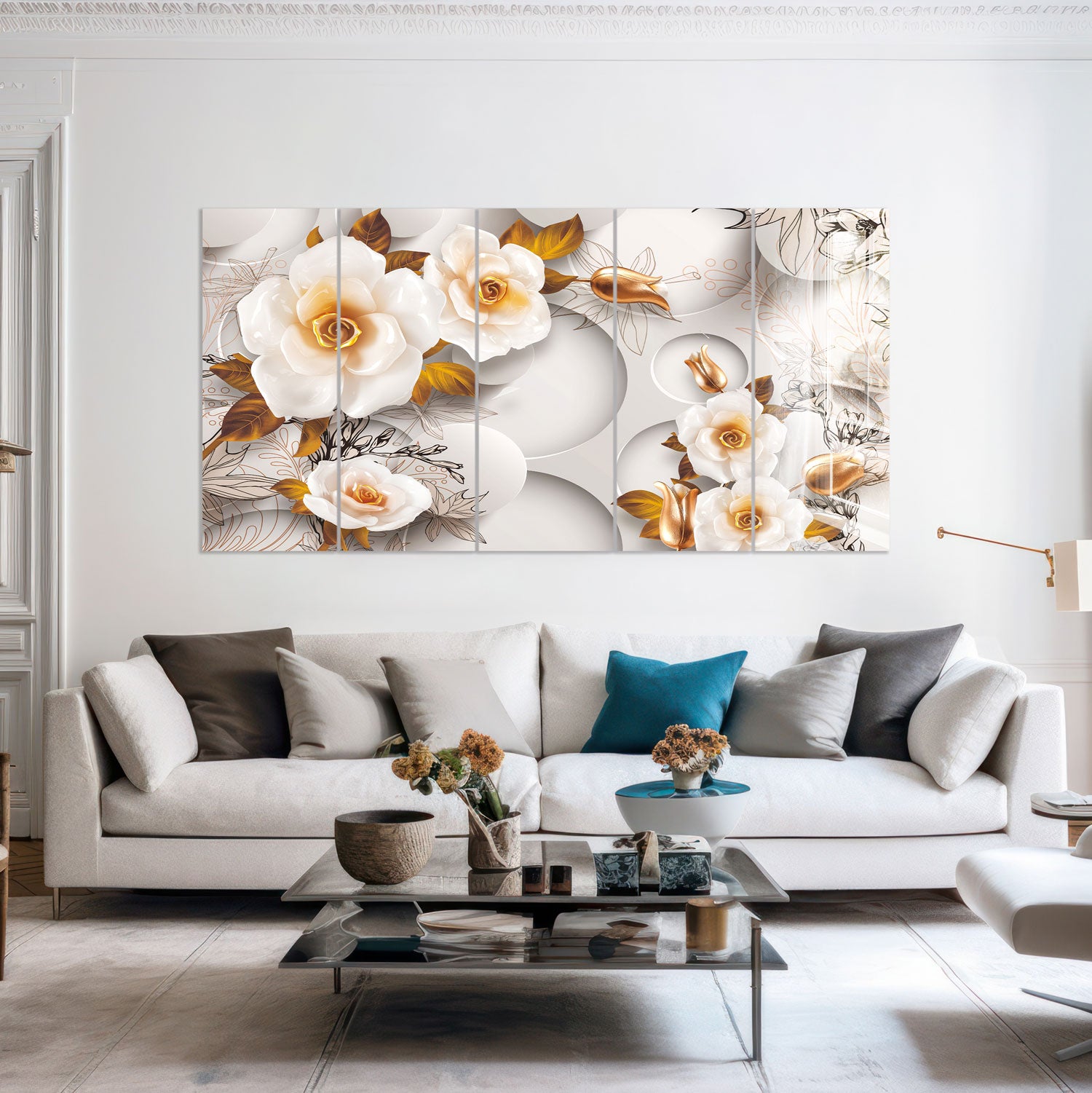 White Gold Roses - Premium Artificial Silk Roses for Home Decor, Wedding Bouquets & Romantic Gifts