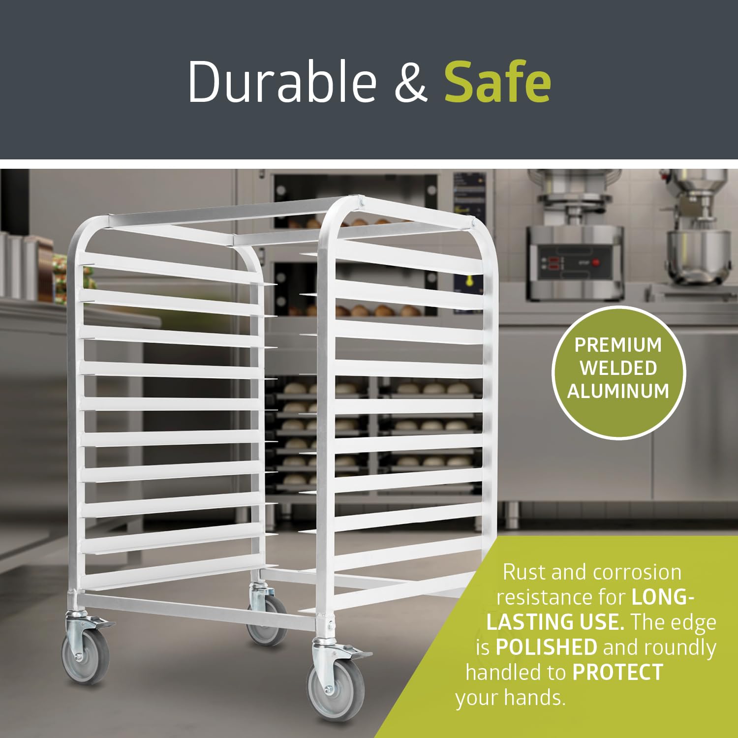 Pearington 10-Tier Commercial Bun Pan Rack - Heavy Duty Sheet Pan Organizer & Mobile Cart for Full/Half Size Baking Pans - Perfect for Bakeries, Restaurants, Kitchens (25.94