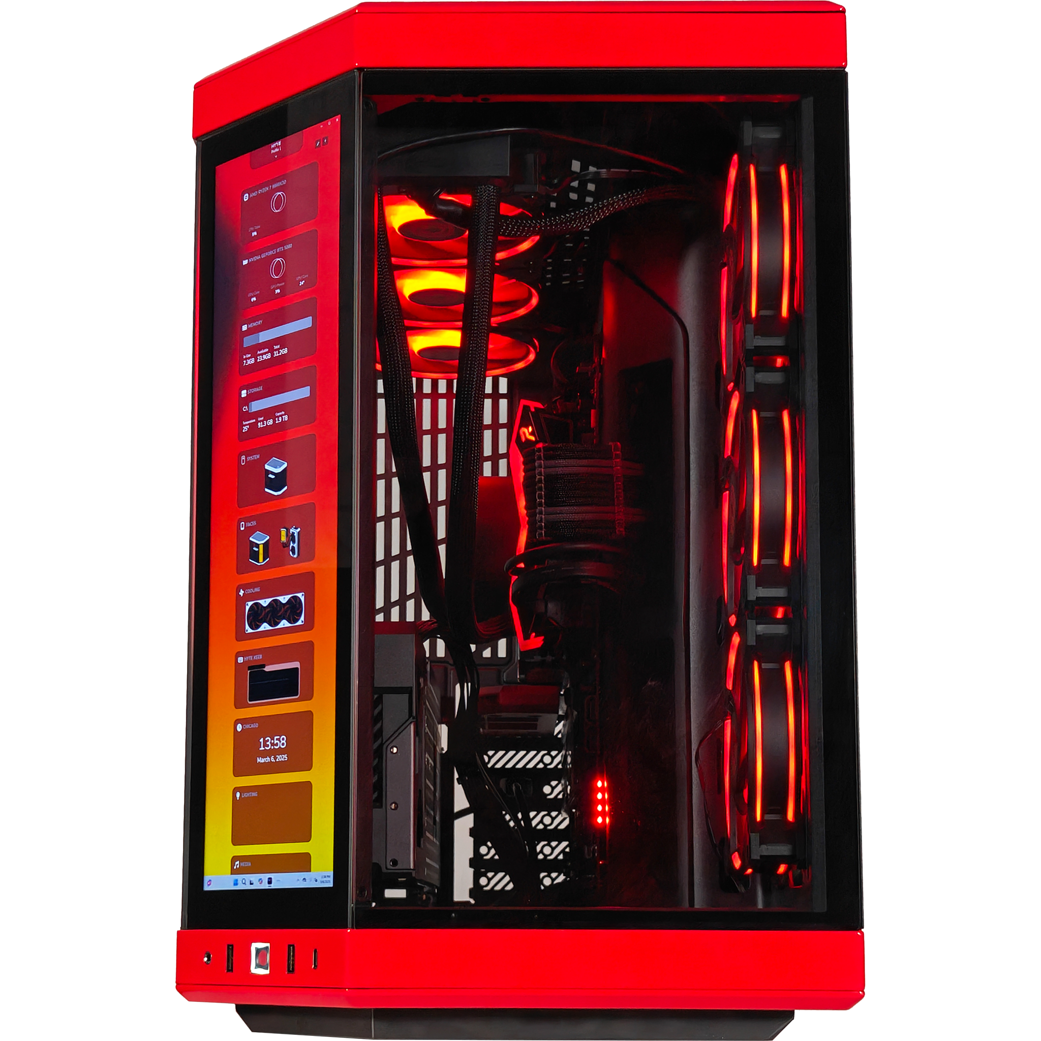 Y70 Red Eye Ultimate X3D Gaming PC - AMD Ryzen Processor, RTX Graphics, Ready to Ship for Esports & VR Gaming