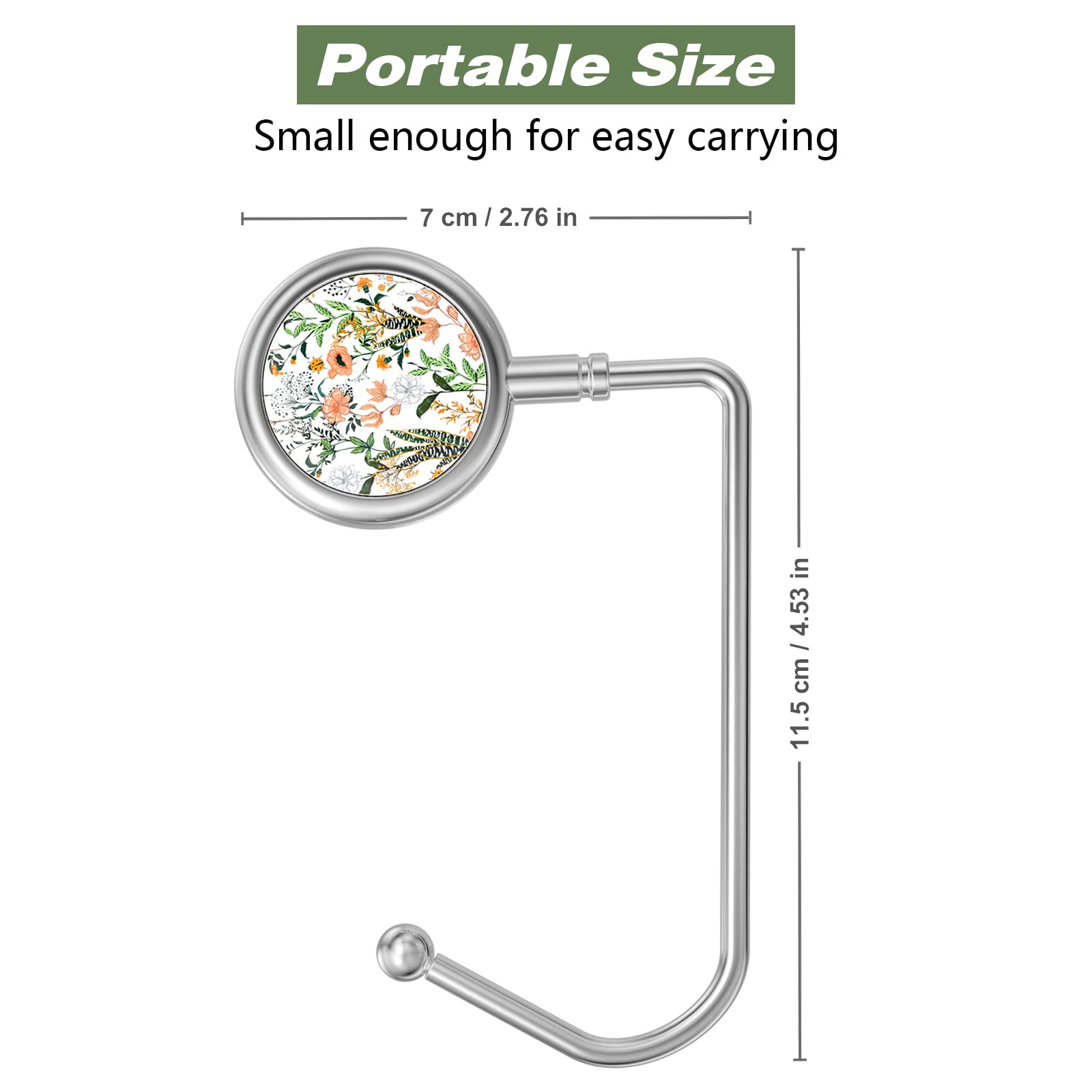 2-Pack Metal Purse Hooks for Women - Durable Table Handbag Hanger with Floral Design - Perfect for Restaurants, Bars, and Travel Accessories
