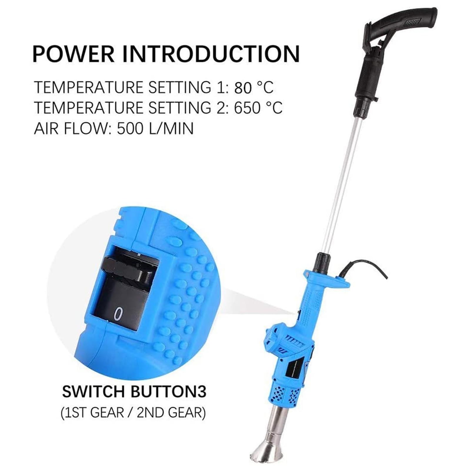 Electric Weed Burner with 5 Nozzles - 650℃ High Temperature Thermal Weeder for Garden, Roofing & Ice Melting - 3-in-1 Flame Weeding Tool (Green) - Perfect for Weed Control, Snow Removal & DIY Projects