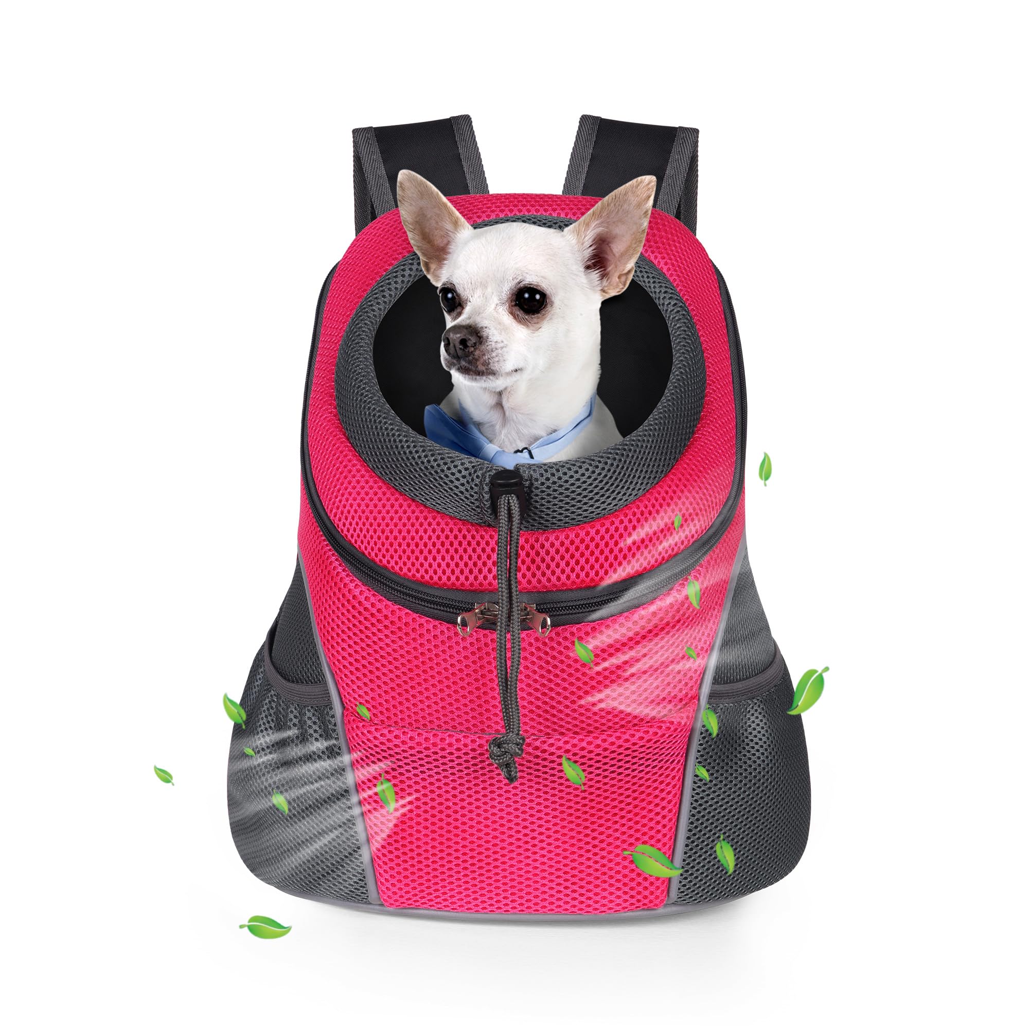 WOYYHO Adjustable Pet Carrier Backpack for Small Dogs & Cats - Side Storage Pockets, Head-Out Design, Front & Back Carry - Perfect for Hiking, Travel, Vet Visits & Outdoor Adventures