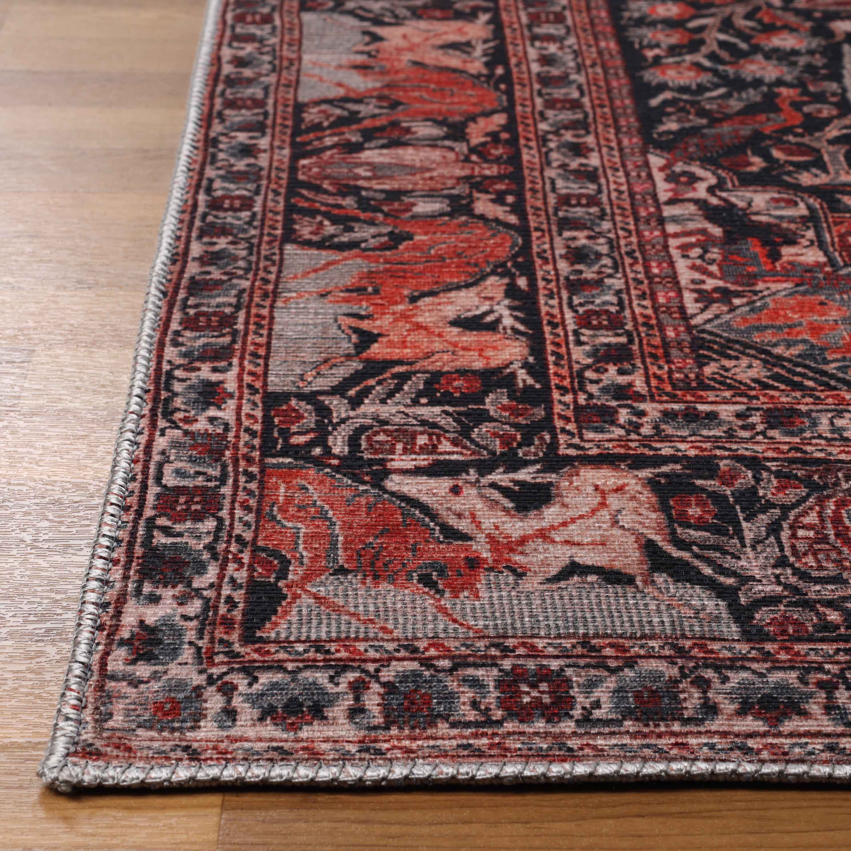Bohemian Oriental Medallion Wildlife Indoor Area Rug or Runner - Non-Slip, Soft & Durable - Perfect for Living Room, Bedroom, or Hallway Decor