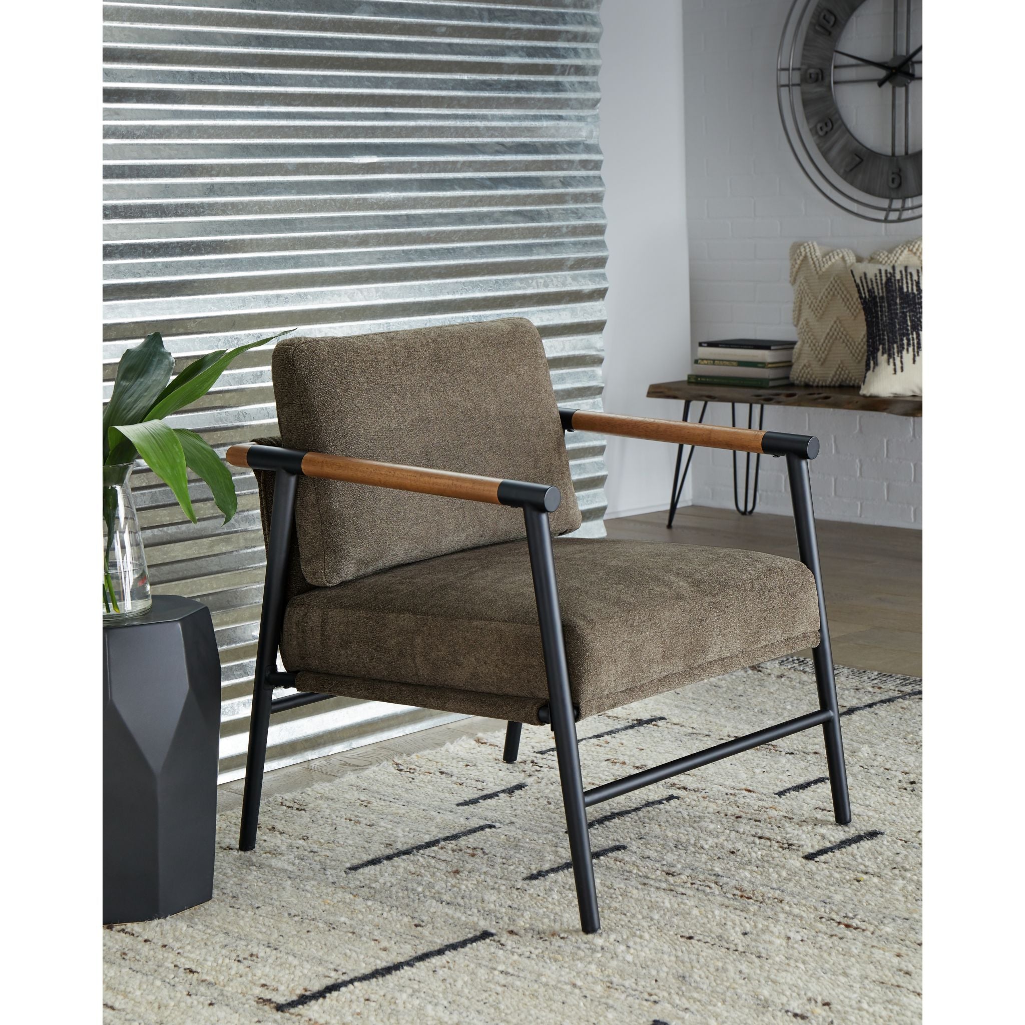 Amblers Accent Chair - Modern Storm Gray Upholstered Lounge Chair for Living Room, Bedroom & Office - Comfortable Reading Chair with Sturdy Wooden Legs