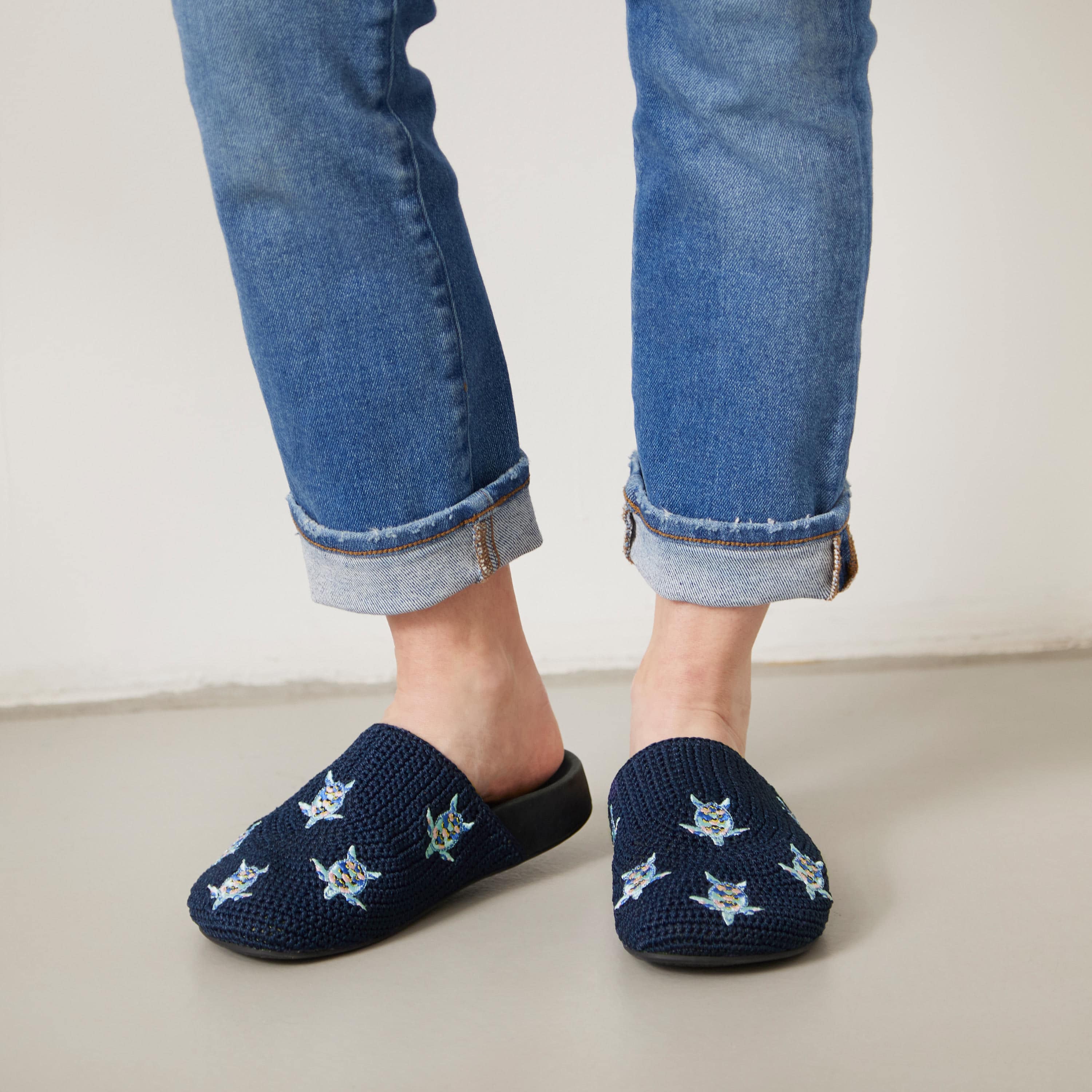Handmade Crochet Denim Turtle Clog Shoes - Comfortable Slip-On Sandals for Women, Men & Kids - Perfect for Beach, Pool, Garden & Casual Wear