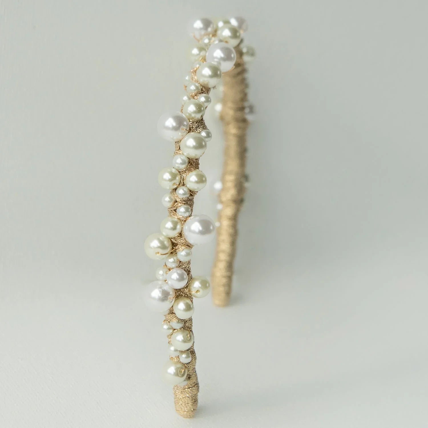 A'el Este Charlotte & Mia Gold Bridal Pearl Headband Set – Elegant Wedding Hair Accessories for Brides, Bridesmaids, and Special Occasions