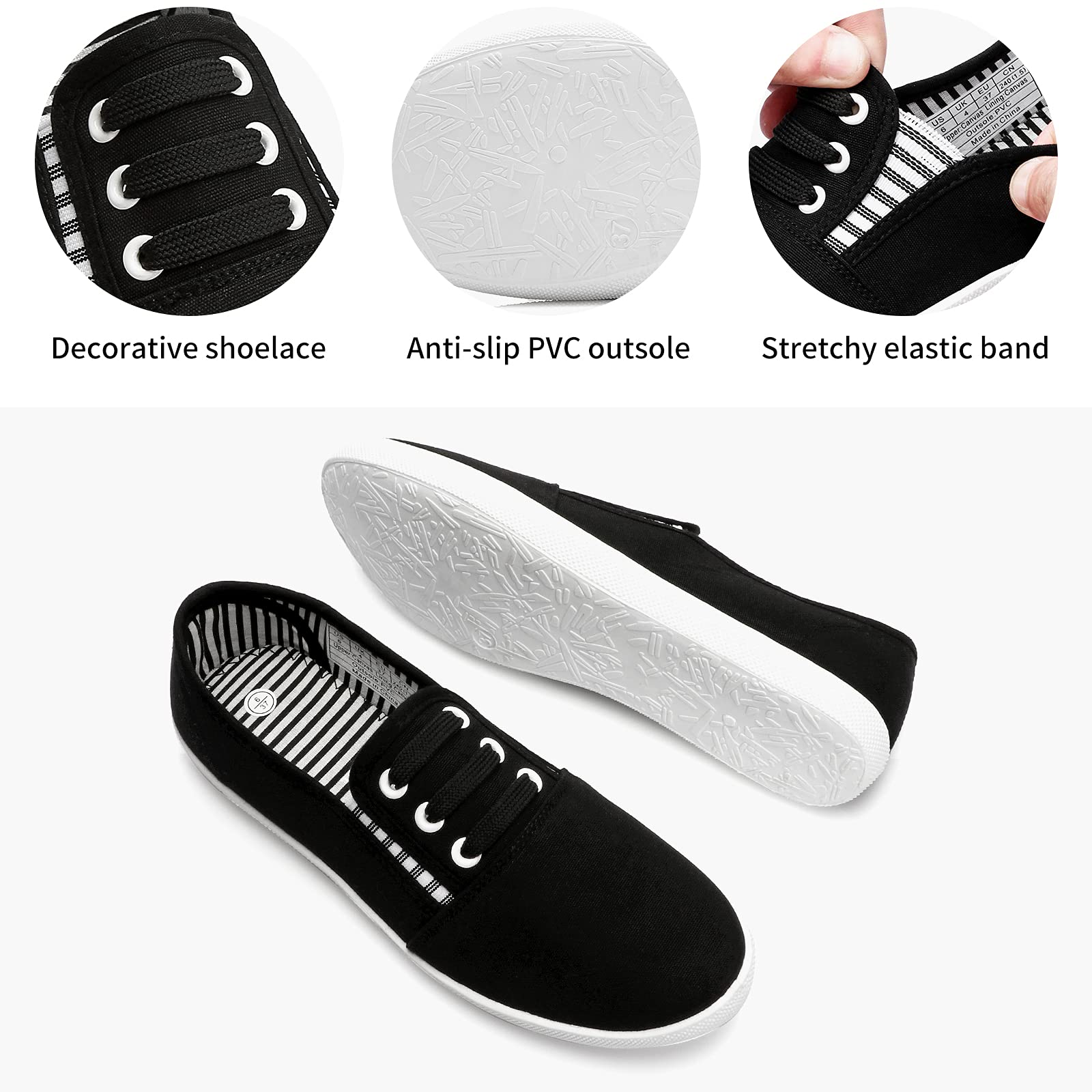 Women's Canvas Slip-On Sneakers - Comfortable Casual Walking Shoes for Women | Non-Slip Flat Dress Shoes & Tennis Shoes | Perfect for Work, Travel, and Everyday Wear