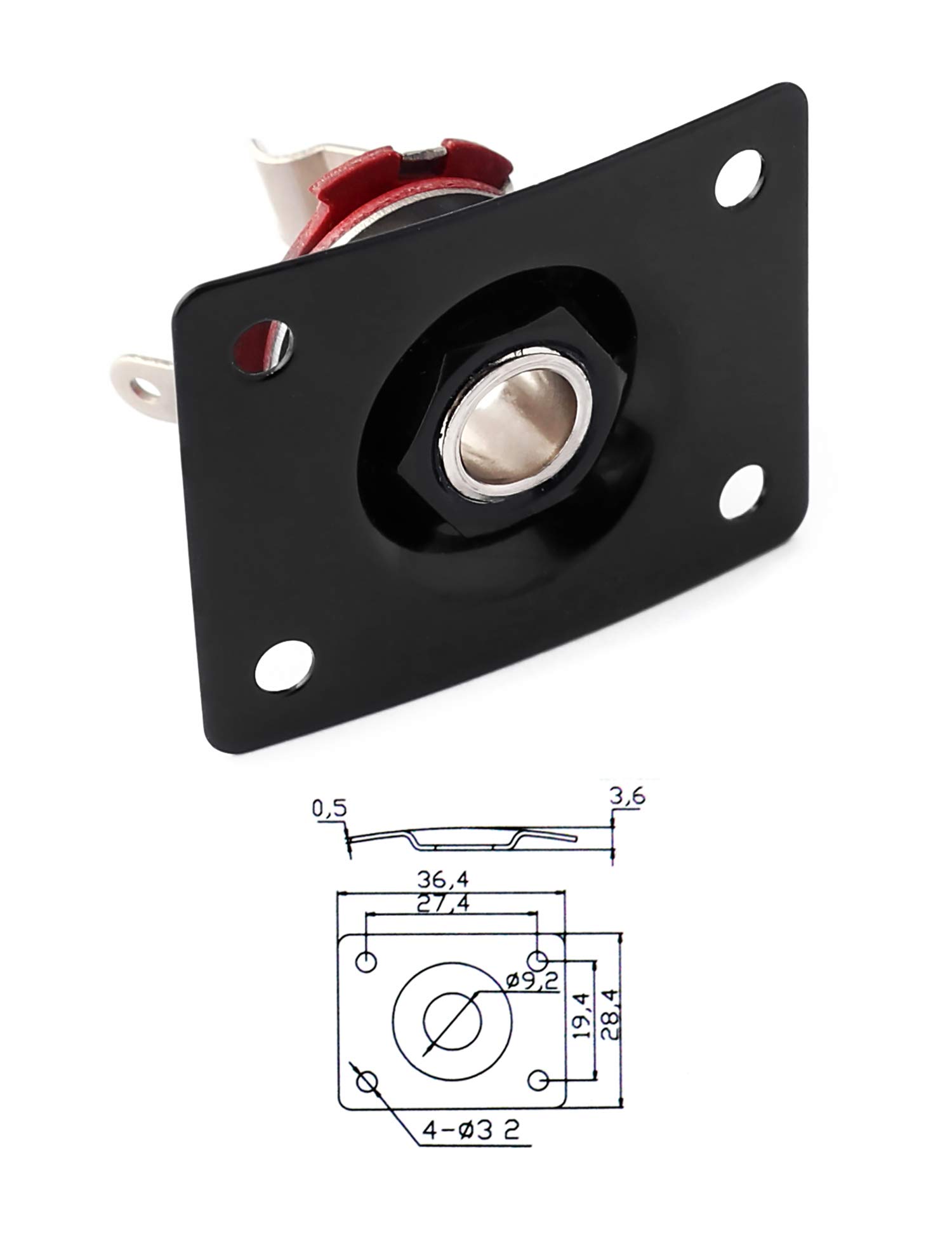 Metallor Output Input Jack Plate Socket for Tele SG Style Electric Guitar - Replacement Black - Perfect for Guitar Repair & DIY Upgrades