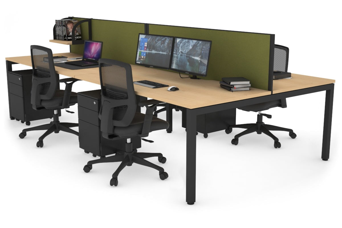 Quadro Square Legs 4 Person Office Workstation Desk - 1200L x 800W with Cable Management - Perfect for Collaborative Workspaces, Open Offices & Coworking Environments