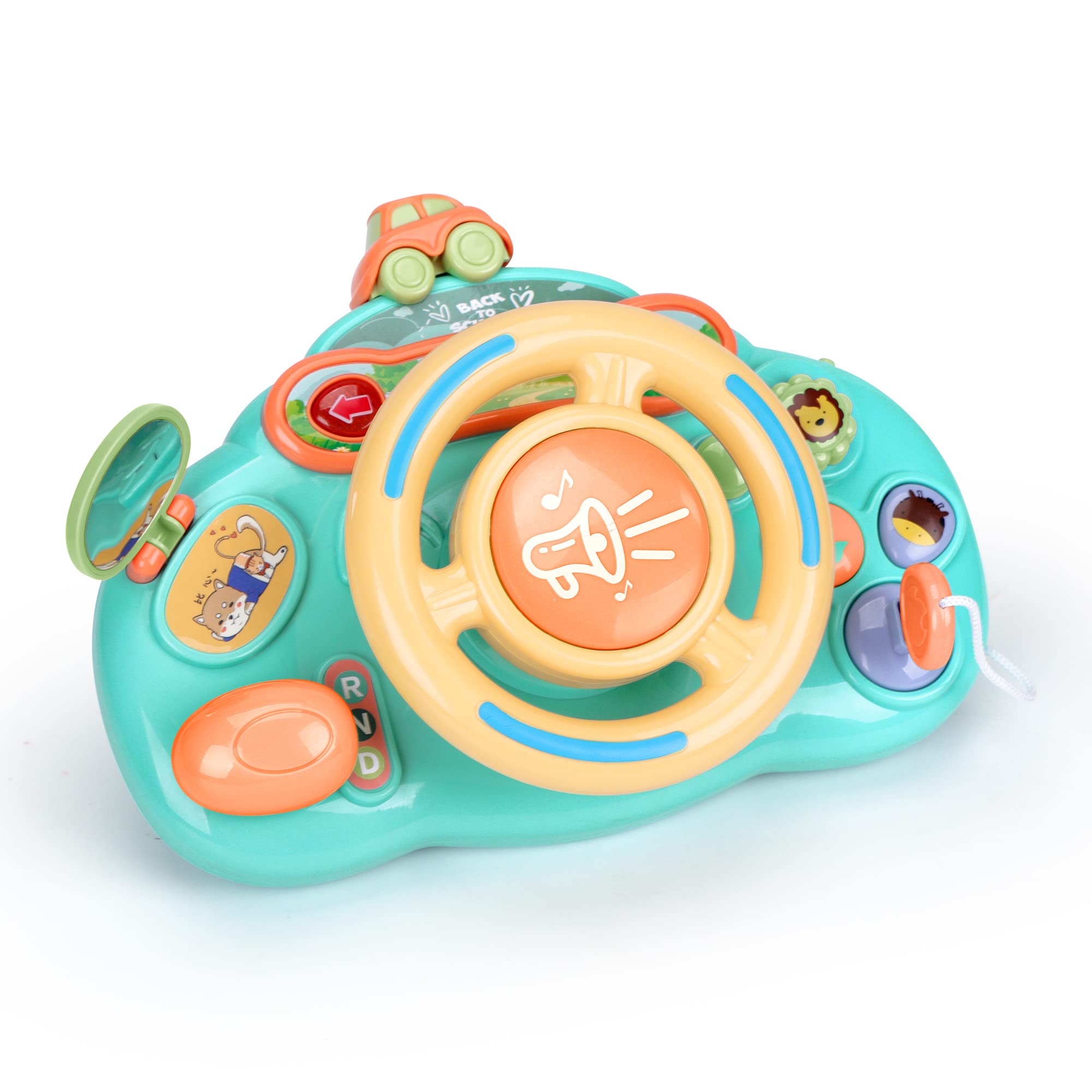 Caterbee Baby Turn and Learn Driver Steering Wheel Toy - Interactive Educational Car Toy for Toddlers 1-3 Years Old (Blue) | Pretend Play, Early Learning & Road Trip Fun