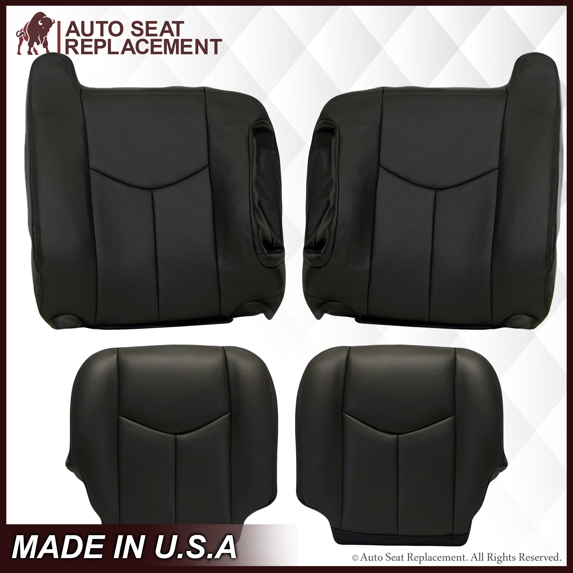 2003-2007 Chevy Silverado Avalanche Seat Covers - Premium Dark Gray Leather or Vinyl Replacement Covers for Truck Seats - Perfect for Protection & Style Upgrade