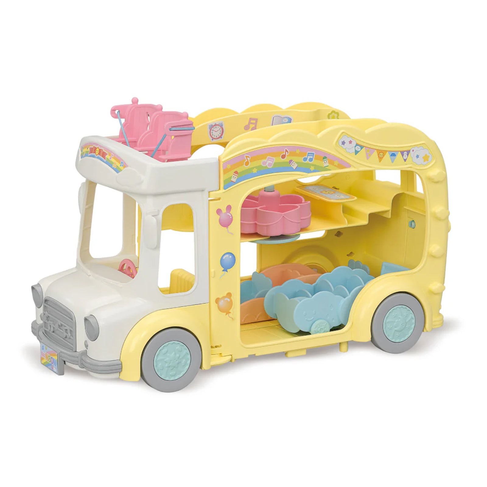 Calico Critters Rainbow Fun Nursery Bus Set CC2167 - Adorable Animal Toy Bus for Kids, Perfect for Pretend Play & Collectible Fun