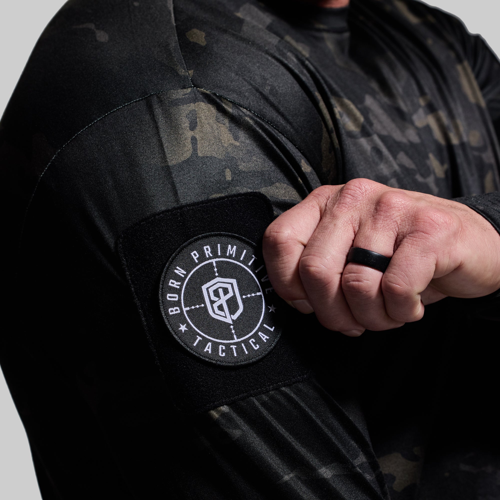 Long Sleeve Range Shirt - Black Multicam Camouflage Tactical Shirt for Outdoor Hunting & Hiking | Durable & Comfortable Performance Wear