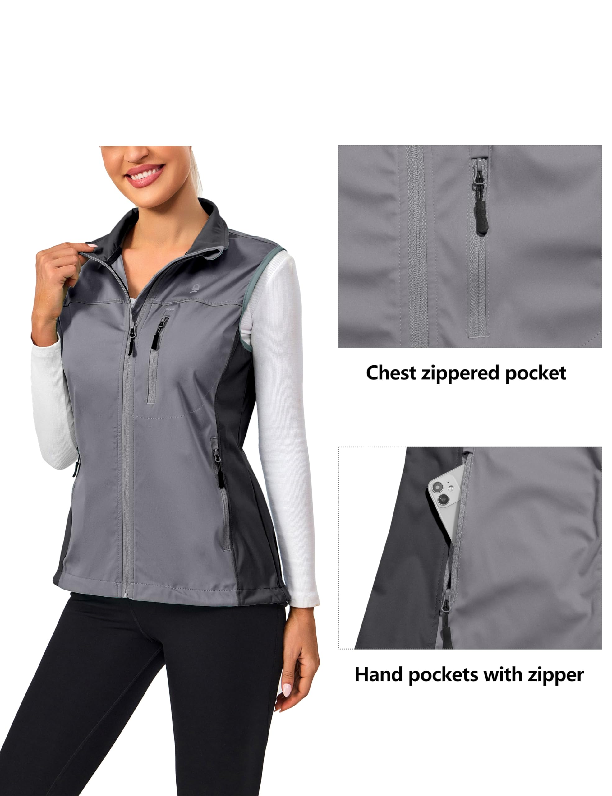Little Donkey Andy Women's Lightweight Windproof Softshell Vest - Breathable Stretchable Jacket for Golf, Tennis, Running & Cycling - Perfect for Outdoor Sports & Active Lifestyle