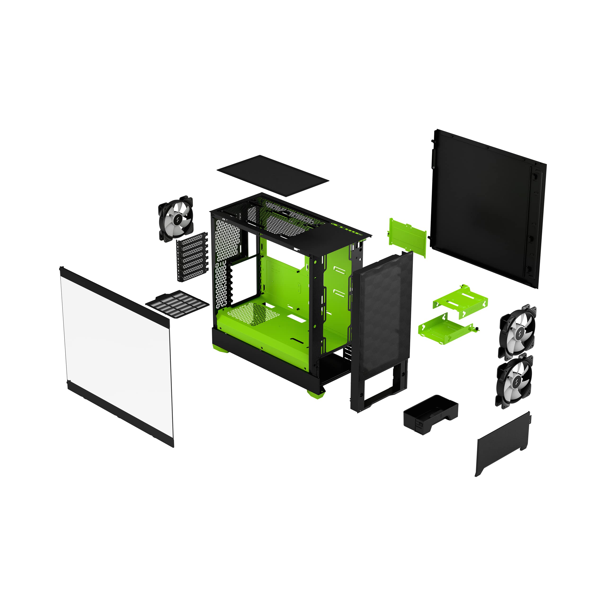 Fractal Design Pop Air RGB Green ATX Mid Tower PC Case - Tempered Glass Side Panel, Honeycomb Mesh Front, 3x 120mm RGB Fans Included - High Airflow Gaming Computer Case for Streaming & Esports