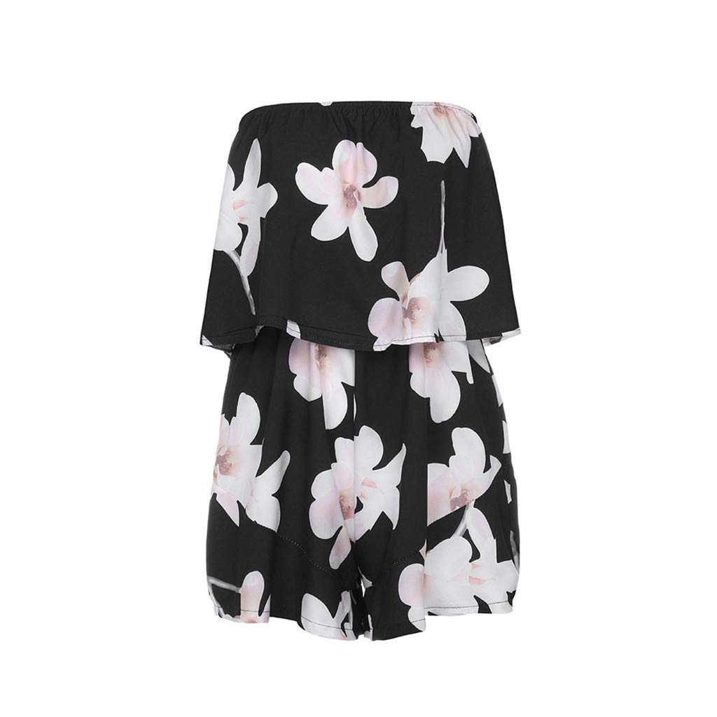 BFAFEN Women's Off The Shoulder Floral Print Jumpsuit - Plus Size Summer Romper with High Waist & Chiffon Shorts | Perfect for Beach Vacations, Date Nights & Outdoor Parties