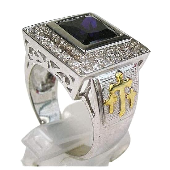 Princess Amethyst Sterling Silver Bishop Ring | Elegant Purple Gemstone Jewelry for Women | Perfect for Weddings, Parties & Special Occasions