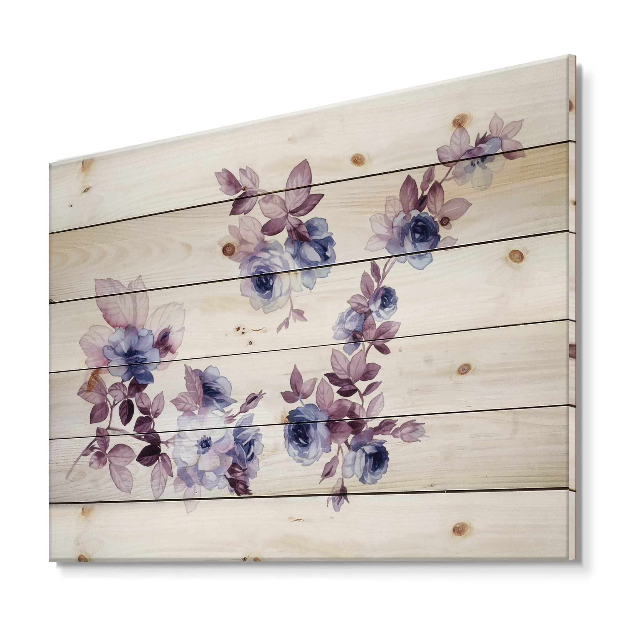 DesignQ Purple Wildflowers Traditional Wood Wall Art - Large Floral Pine Wood Wall Decor Panel - Handcrafted Home Decor for Living Room, Bedroom & Office