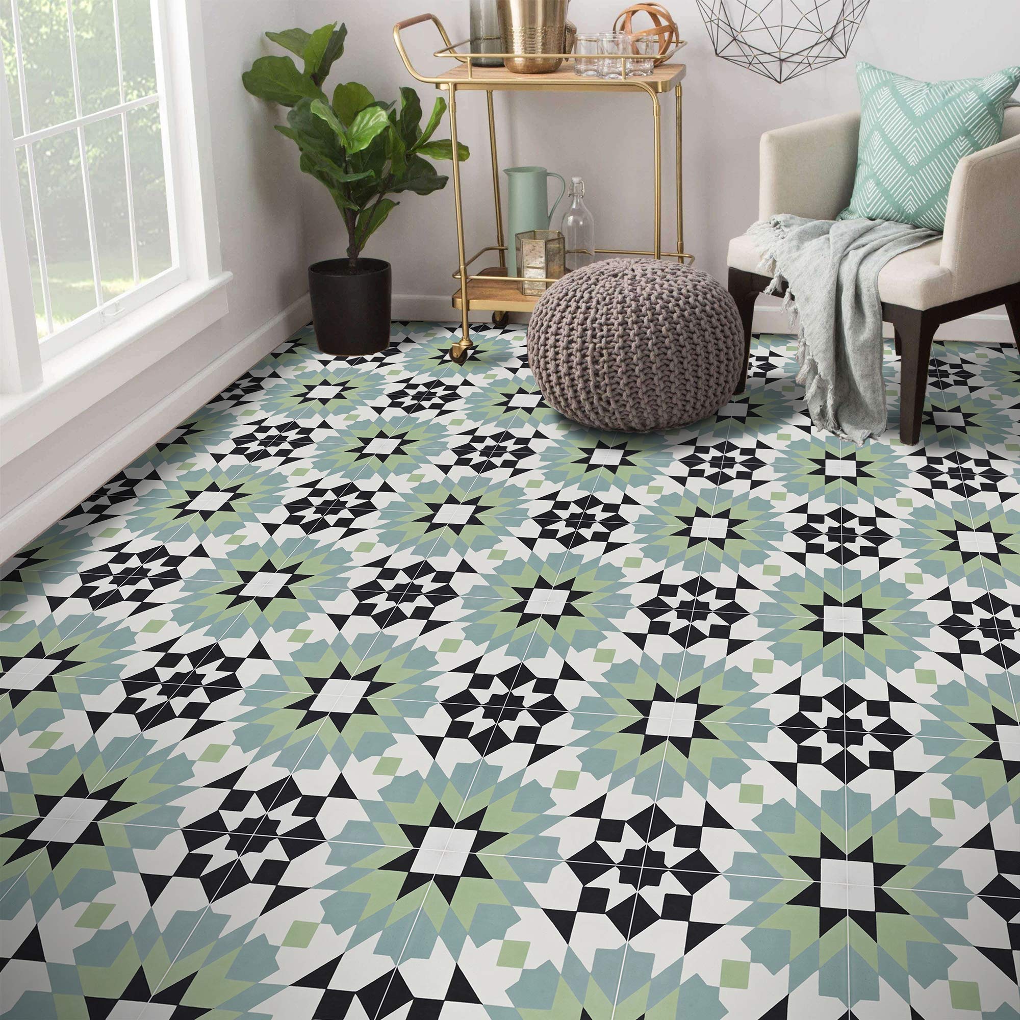 Handmade Moroccan Tile 8x8-in Green Blue Black - Authentic CTP93-02 Ceramic Mosaic for Kitchen Backsplash, Bathroom Wall & Floor Decor