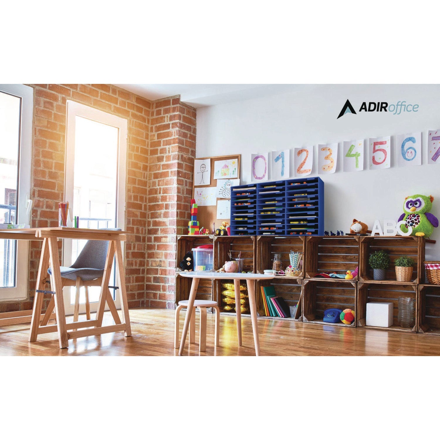 AdirOffice 30-Section Letter Size File Organizer - Classroom & Literature Storage - 32 x 13 x 21 Inches - Blue - Perfect for Teachers, Students & Office Organization