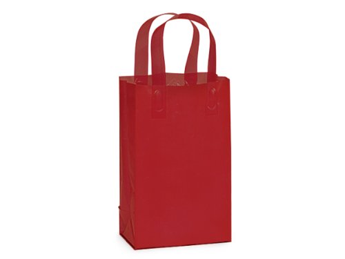 200 Pack Red Reusable Plastic Shopping Bags - 5x3x8 Inches, 3 Mil Thick with 6 Mil Soft Loop Handles - Perfect for Groceries, Retail Stores & Gift Packaging