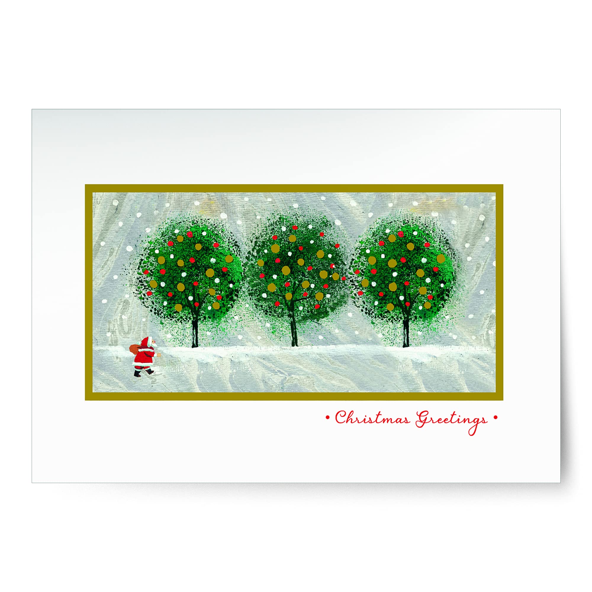 Premium Christmas Greeting Cards Box Set - 18 Foil Embossed Santa Claus & Festive Tree Holiday Cards with Matching White Envelopes (125-00692-000) - Perfect for Holiday Wishes, Office Gifts & Family Christmas Cards