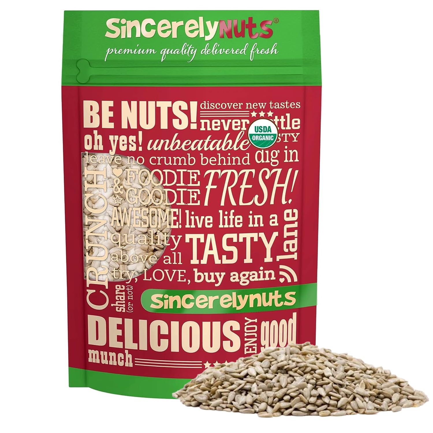 Organic Sunflower Seed Kernels Raw (No Shell) 5lb Bag - High Protein, Fiber, Antioxidant Rich Superfood Snack | Vegan, Gluten Free | Source of Essential Vitamins & Minerals | Perfect for Salads, Baking, Trail Mix & Healthy Snacking