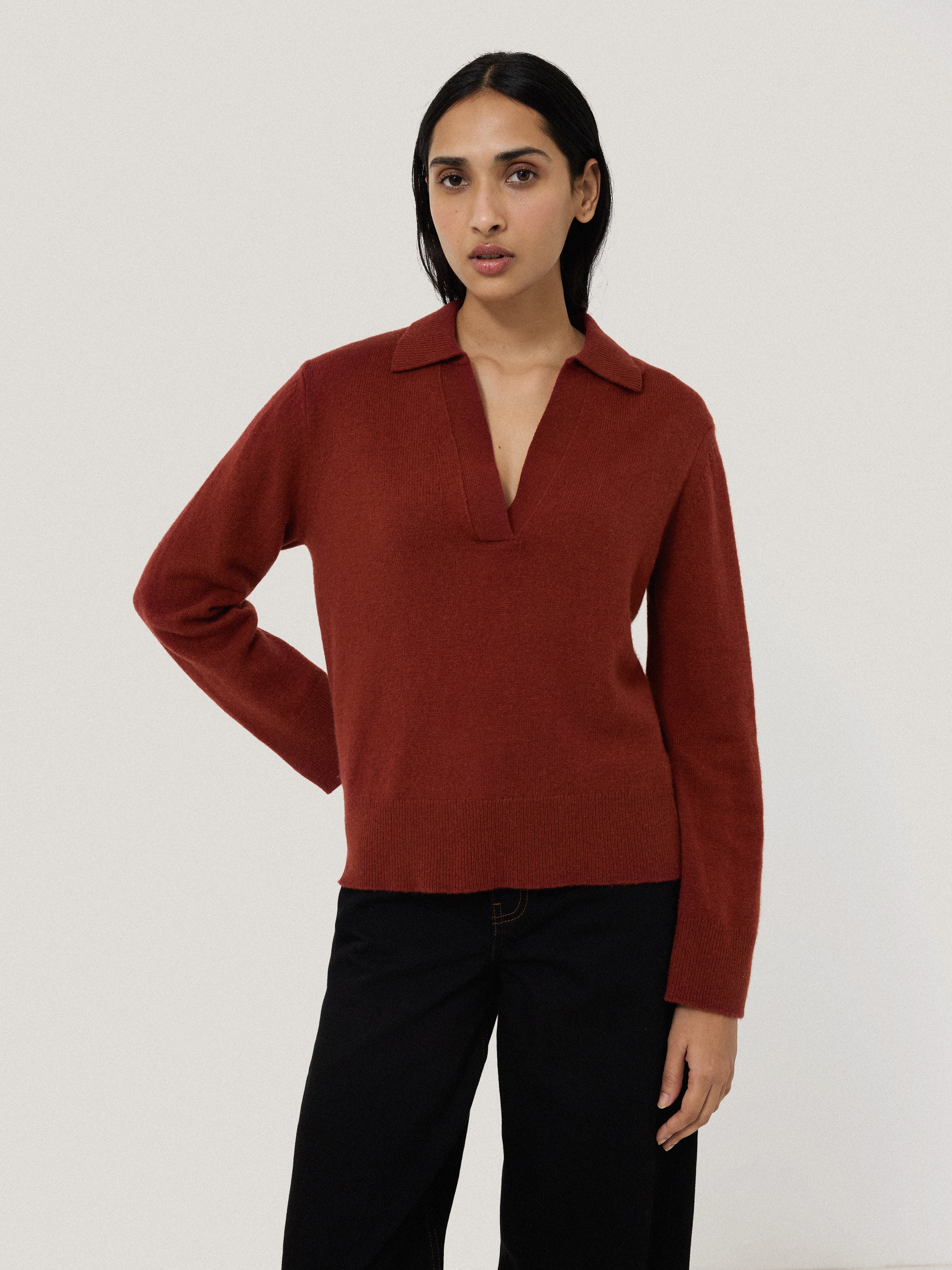 Warm Red Wool Collar Jumper for Women - Cozy Winter Pullover with Stylish Stand Collar | Perfect for Office, Dating & Holiday Outfits
