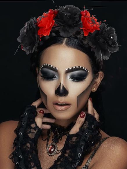 Fashband Black Rose Spider Halloween Headband - Gothic Day of the Dead Hair Crown for Women | Cosplay Accessories & Party Hairstyle Decoration