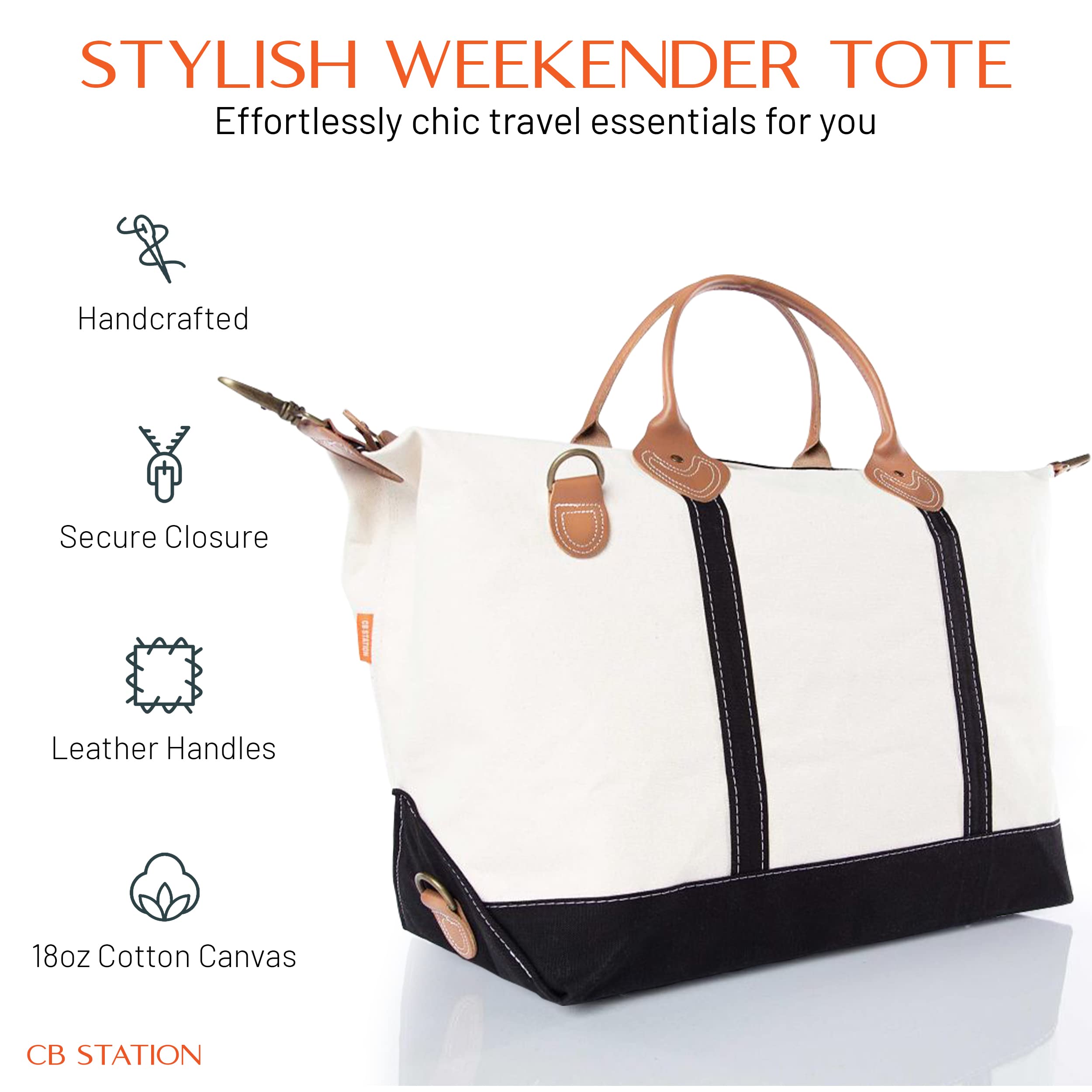 18 oz Canvas Weekender Bag for Women - Stylish Duffle Carry On Bag for Travel & Overnight Trips - Perfect Gym Bag, Beach Tote & Weekend Getaway Essential