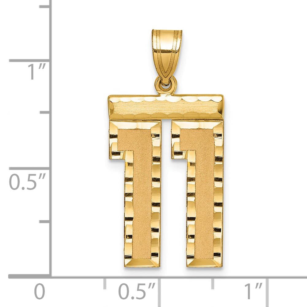 The Black Bow 14k Yellow Gold Varsity Collection Large D/C Pendant Number 11 - Perfect for Sports Fans & Graduation Gifts