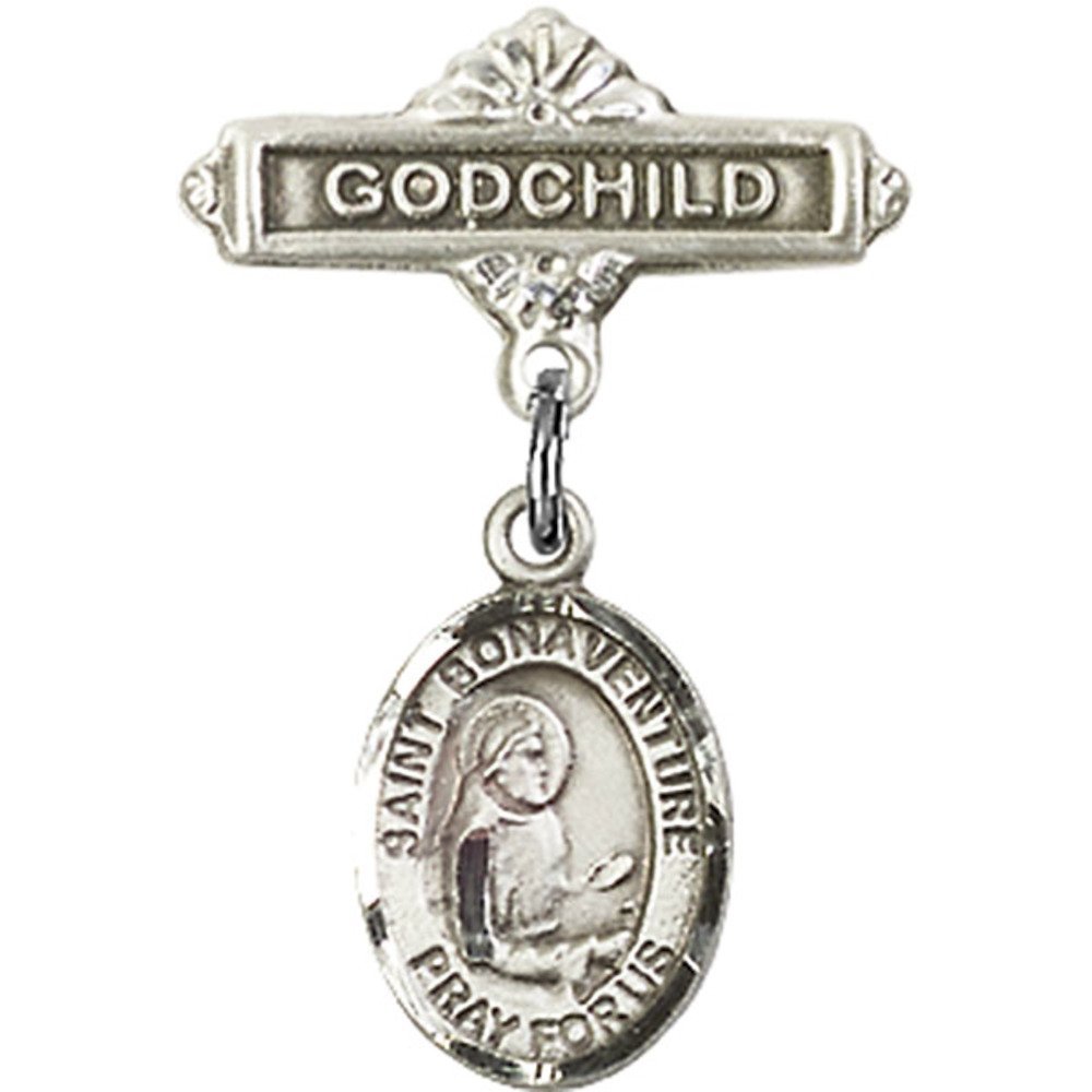 St. Bonaventure Sterling Silver Baby Badge & Godchild Pin – 1 x 5/8 Inch Religious Jewelry Gift for Baptism, Christening & First Communion
