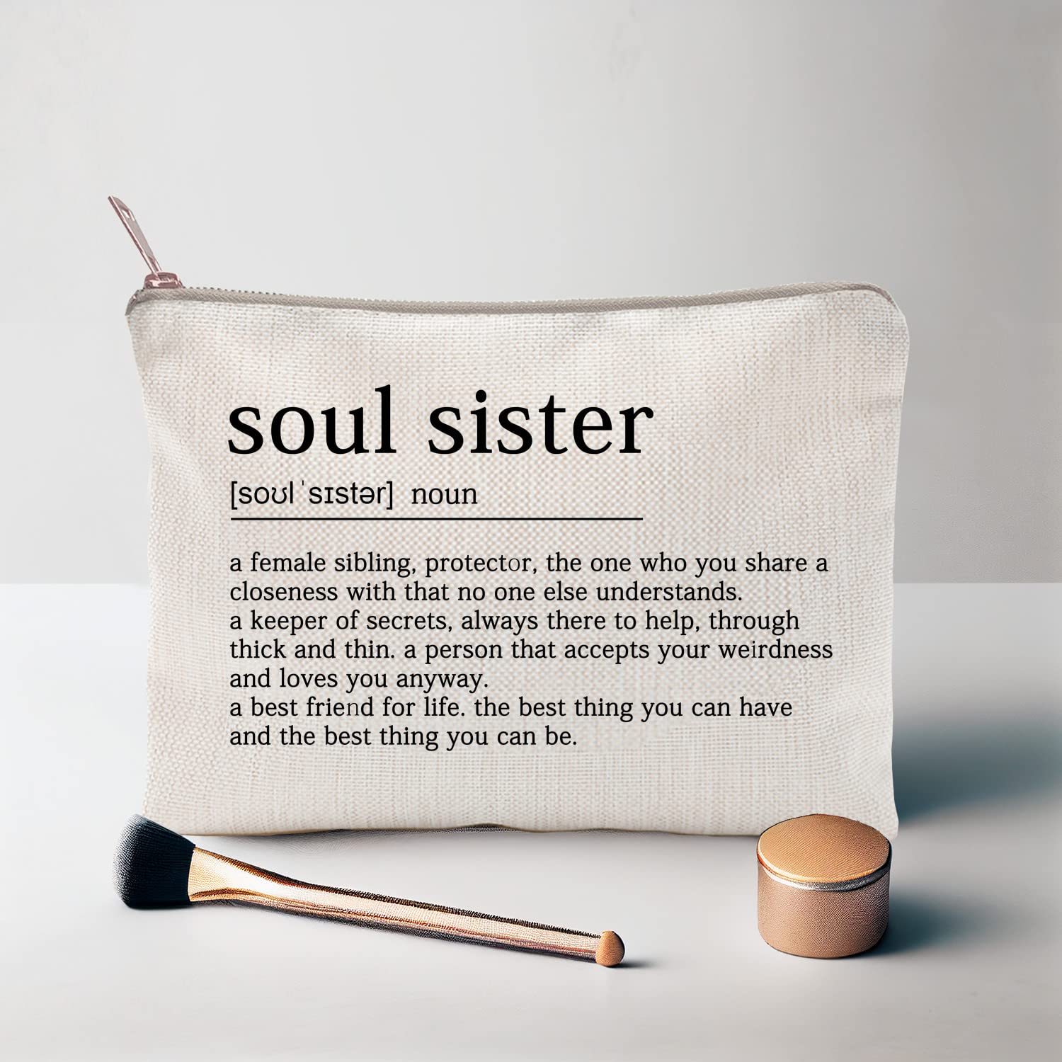 Soul Sister Makeup Bag - Cosmetic & Toiletry Case for Best Friend Birthday Gift - Perfect for Travel & Daily Use